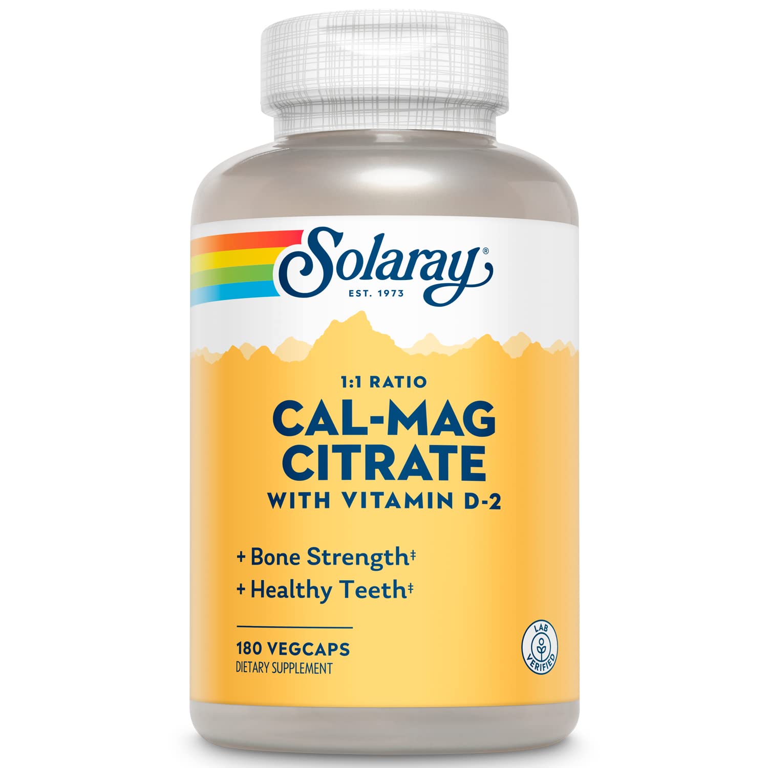 Solaray Cal-Mag Citrate with Vitamin D 1:1 Capsules, 180 Count