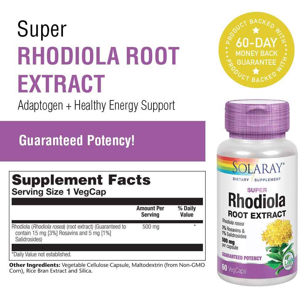 Solaray Super Rhodiola Root Extract 60ct VegCap