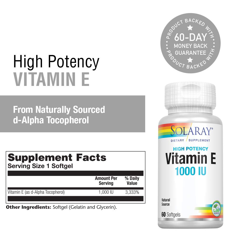Solaray Vitamin E with d-Alpha Tocopherol 60ct Softgel