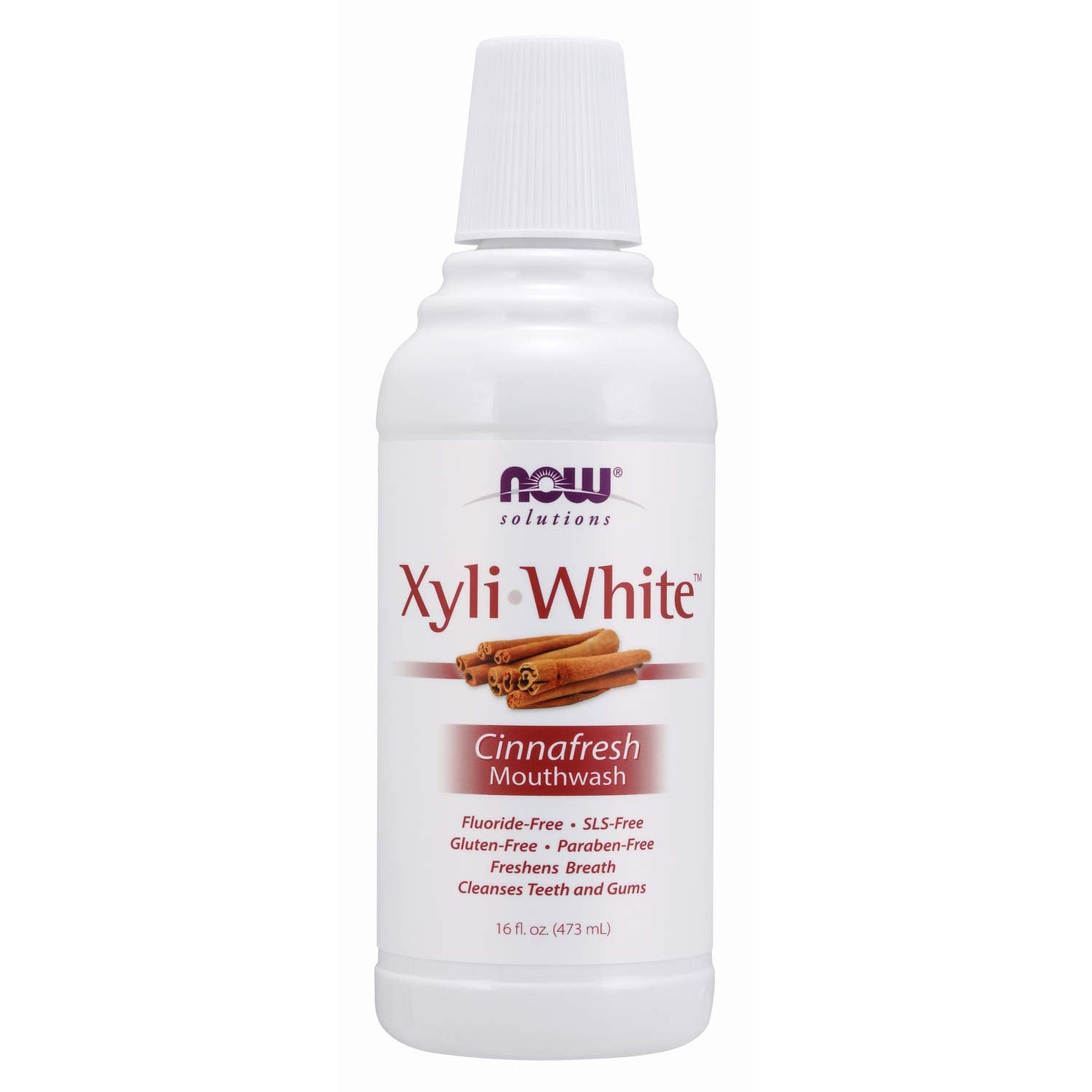 NOW Solutions, Xyliwhite Mouthwash, Cinnafresh Flavor, Naturally Freshens Breath, Cleanses Teeth and Gums, 16-Ounce
