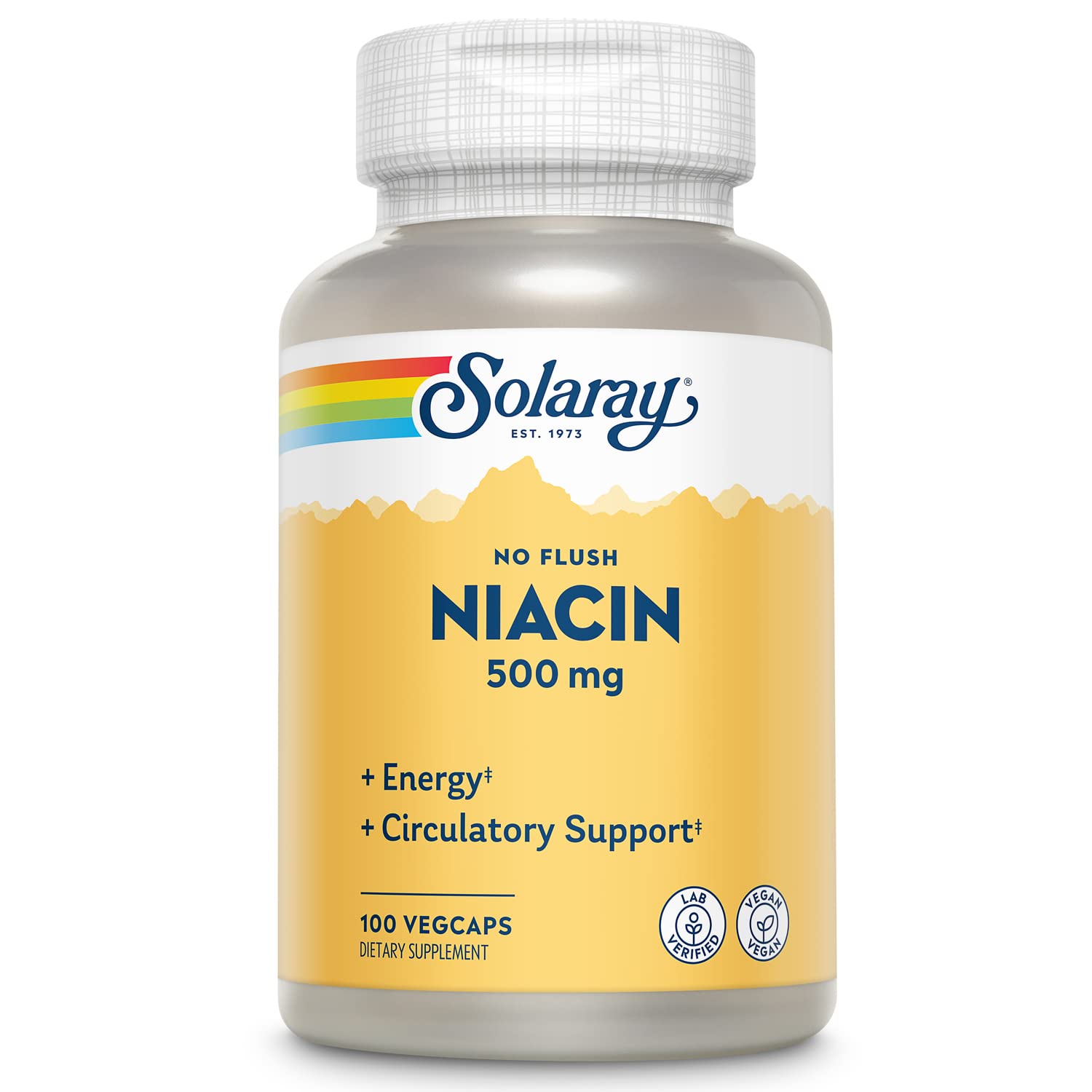 Solaray Niacin No Flush Capsules, 500 mg, 100 Count