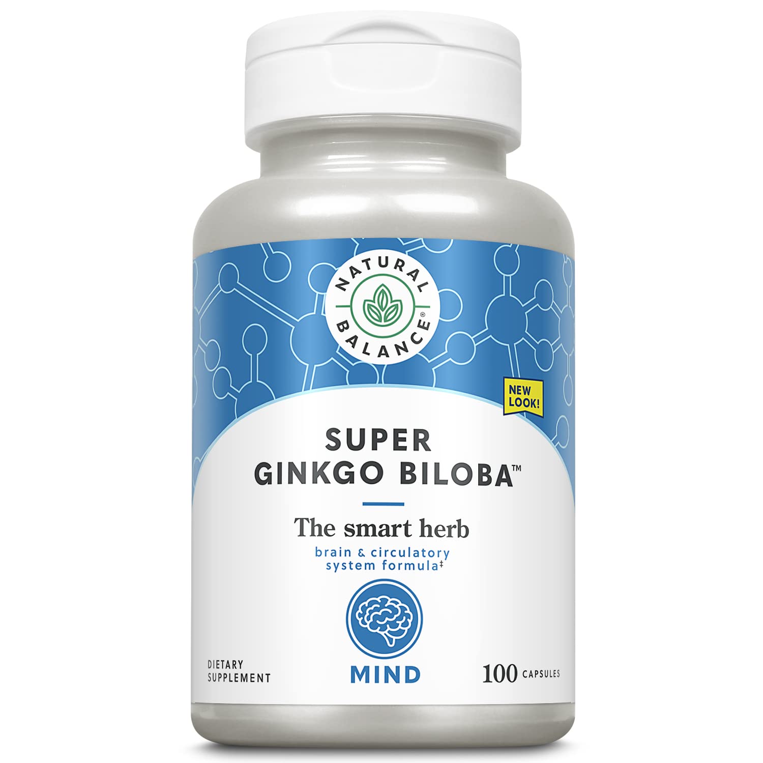 Natural Balance Super Ginkgo Biloba Plus | Brain & Circulation Formula to Help Support Focus, Memory & Blood Flow | with Gotu Kola | 100ct, 50 Serv.