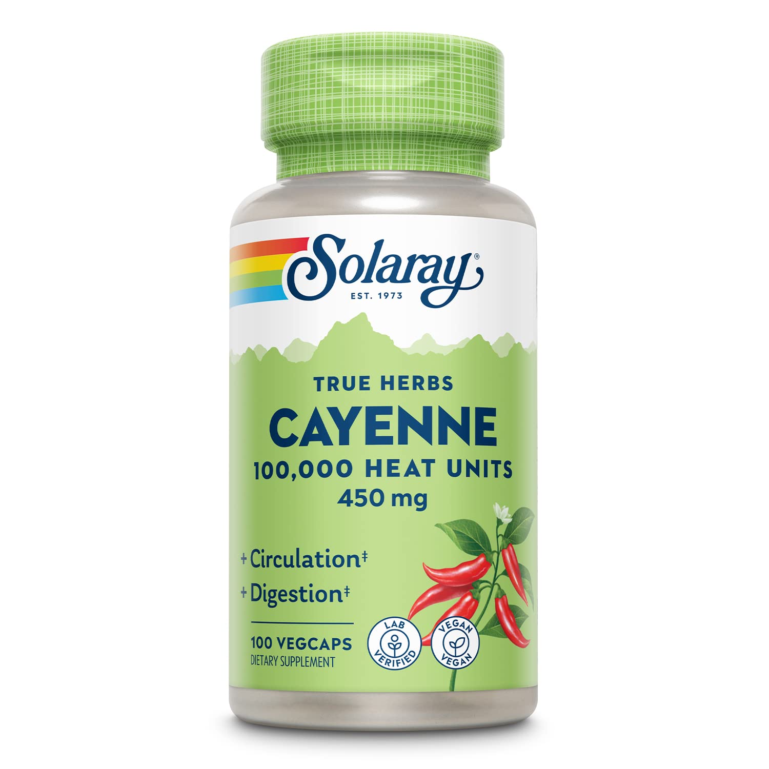 Solaray Cayenne Pepper 450 mg - 100,000 Heat Unit - 100 VegCaps