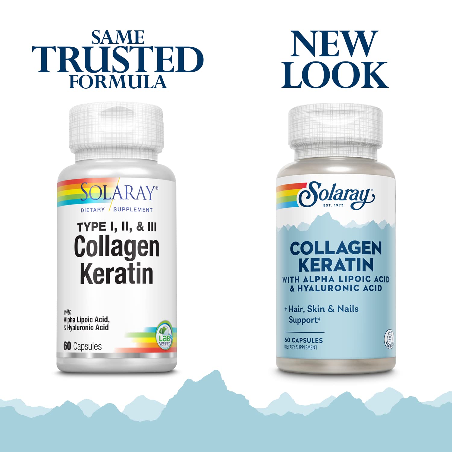 Solaray Collagen Keratin ,Hair Skin & Nails Support Formula 60ct Capsule Pack of 2