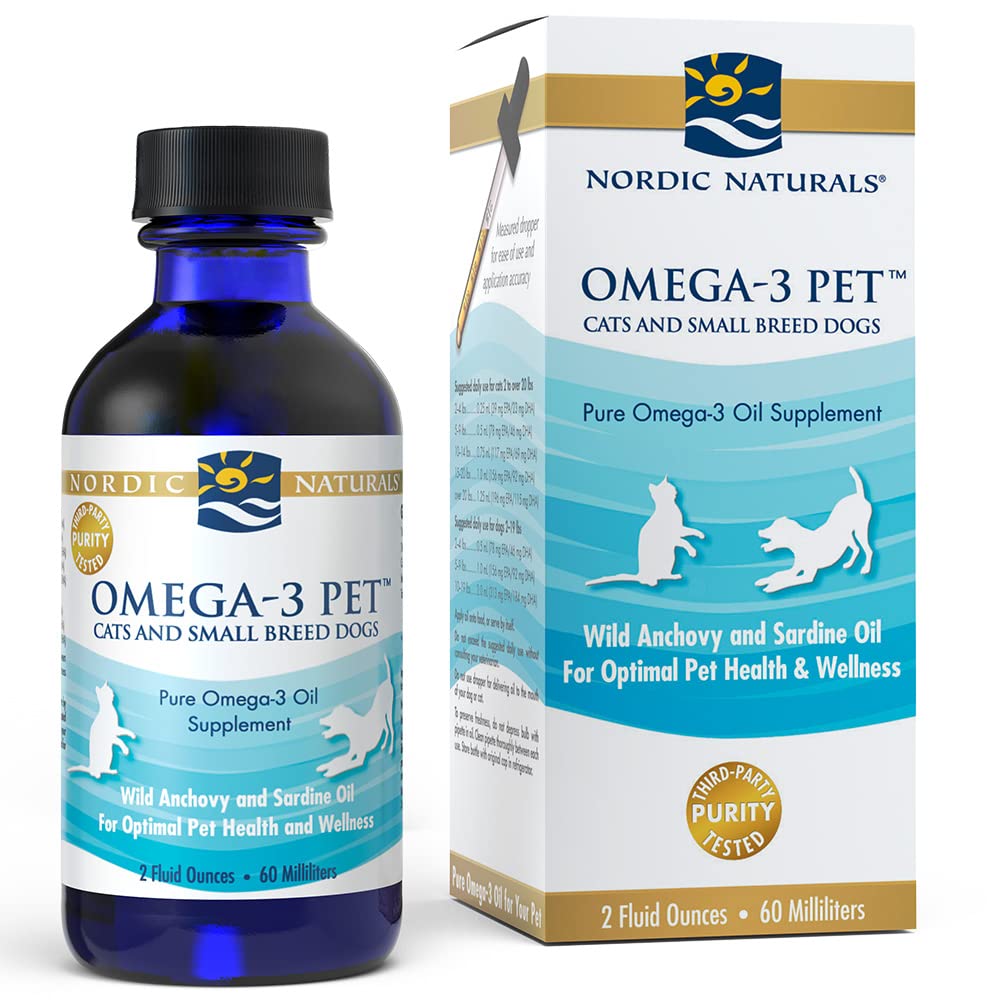 Nordic Naturals Omega 3 Pet - Fish Oil Liquid For Cats and Small Dogs, Omega-3s,EPA And DHA Supports Skin, Coat, Joint And Overall Health In Triglyceride Form For Optimal Absorption, 2 Ounces