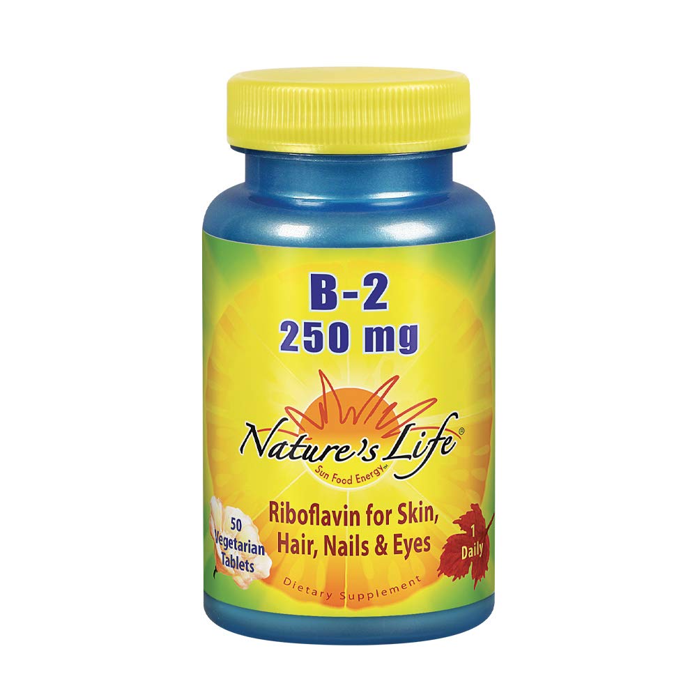 Nature’s Life Vitamin B-2, 250 | Riboflavin for Skin, Hair, Nails and Metabolism Support | Non-GMO, 50 VegCaps, 50 Serv.