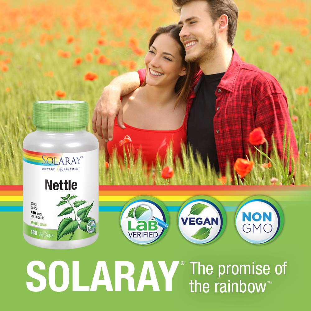 Solaray Nettle Leaf 450mg | Healthy Kidney, Urinary & Prostate Support | Traditional Use for Healthy Allergy Response & Respiratory Wellness | 180 CT
