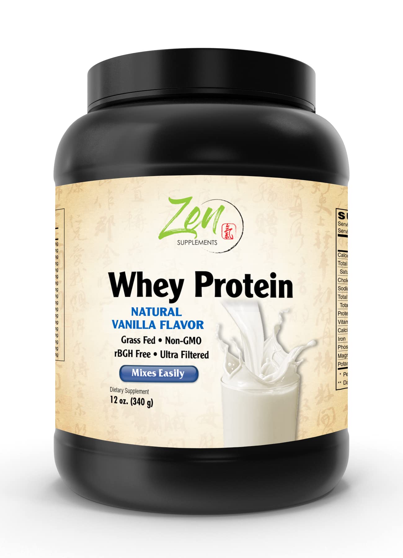 Dhong Zen Supplements - Whey Protein 19g Per Serving Keto Friendly - Vanilla 12 Oz-Powder