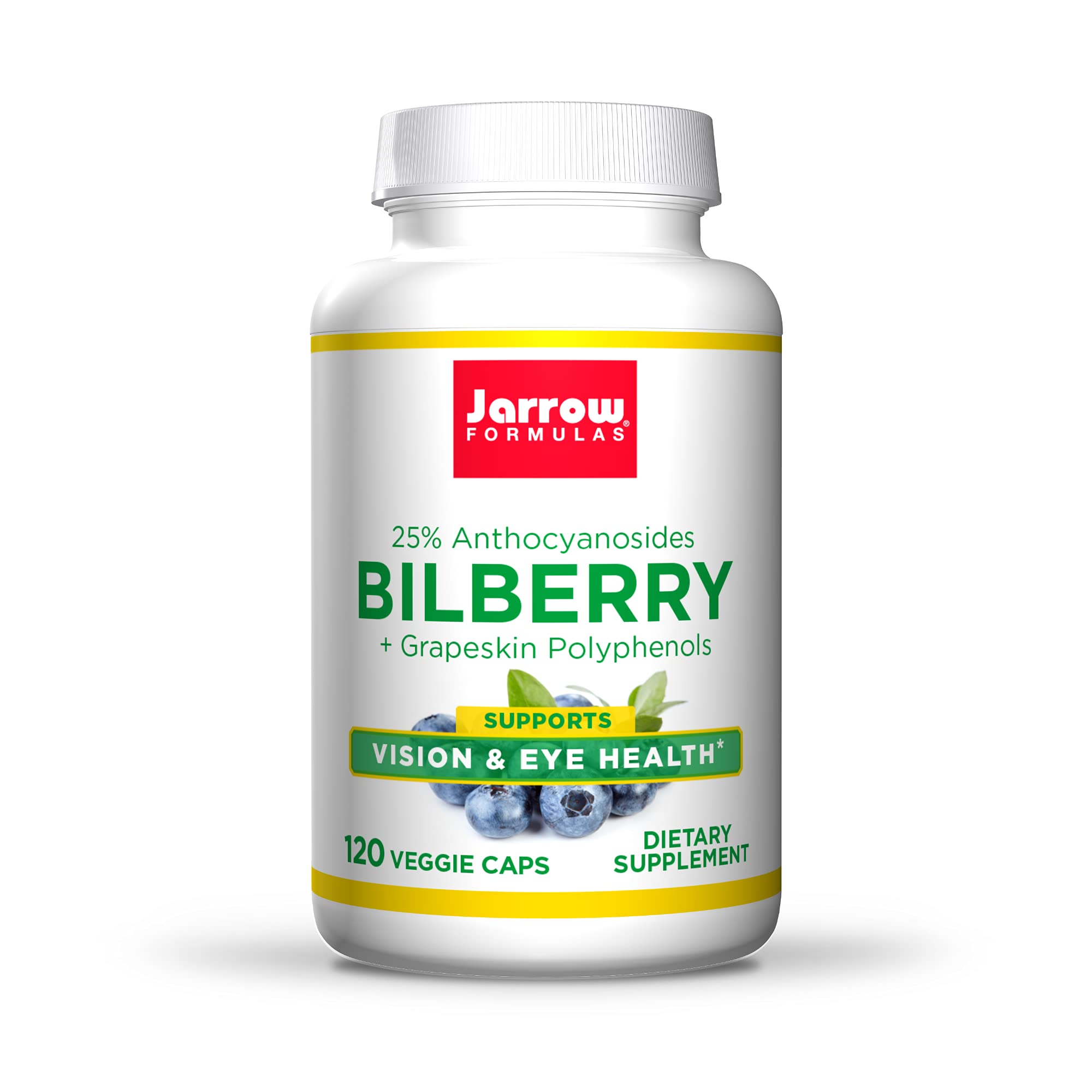Jarrow Formulas Bilberry and Grapeskin Polyphenols 280 mg, Supports Vision, 120 Capsules