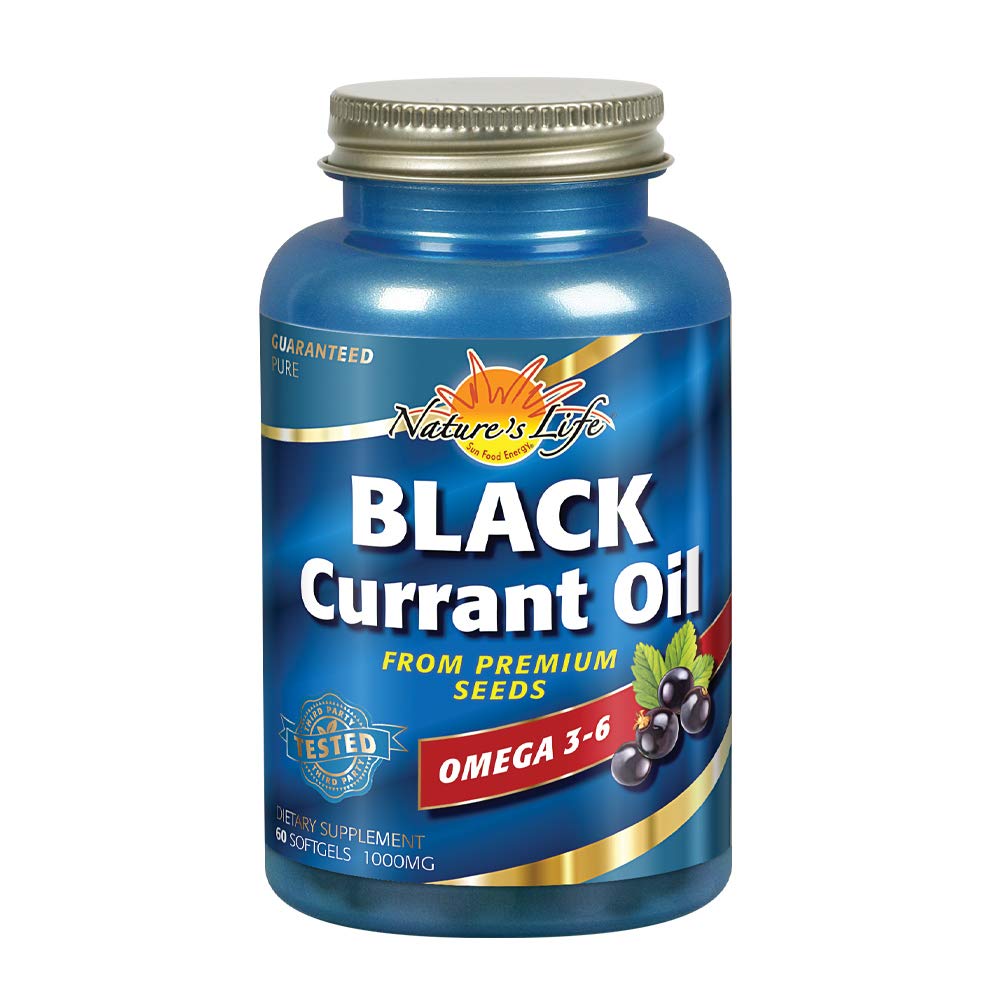 Nature's Life Black Currant Seed Oil 1000 mg | With Omega-3 ALA, Omega-6 GLA and Stearidonic Acid | 60ct, 60 Servings