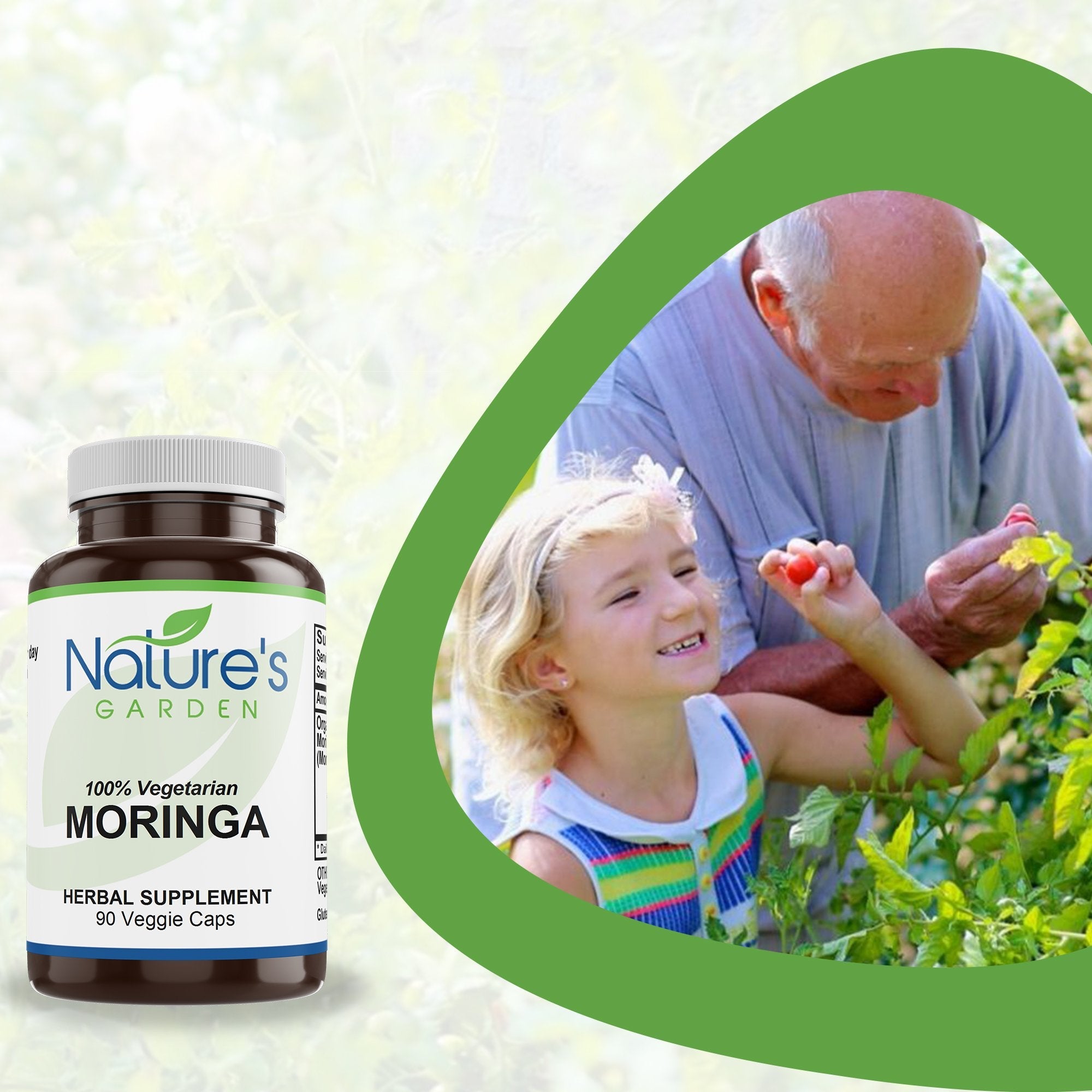 Moringa - 90 Veggie Caps with 1000mg Organic Moringa - Natural Superfood & Antioxidant