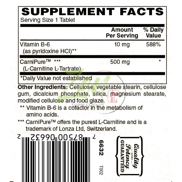 Zen Supplements - 6632 L-Carnitine 500 mg Carnipure™ 60 count Tablets