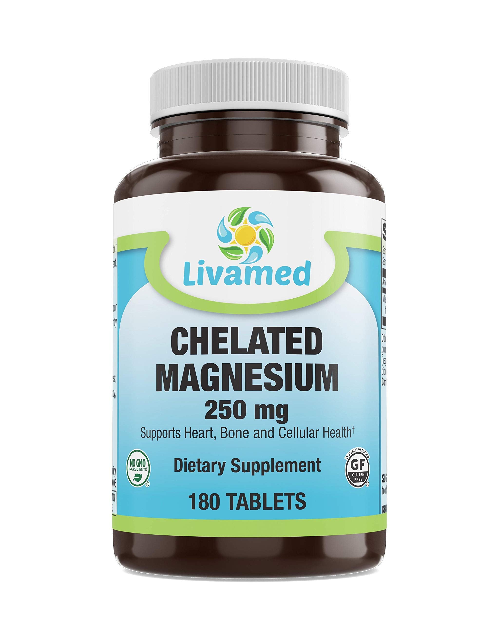 Livamed - Chelated Magnesium 250 mg Tabs 180 Count
