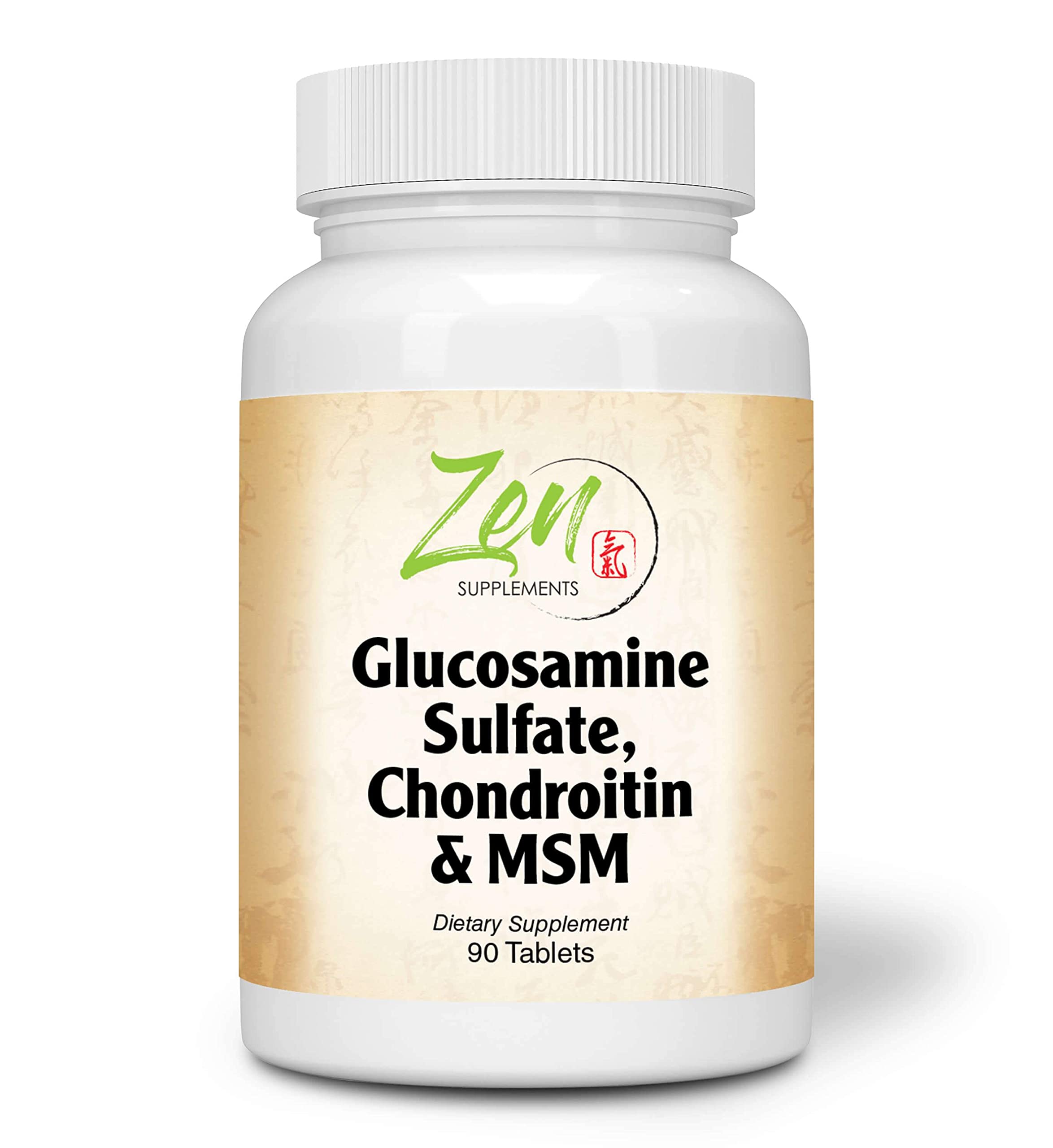 Zen Supplements - Glucosamine Chondroitin MSM - Supports Healthy Joint Structure, Mobility Function & Comfort (Shellfish Free) 90-Tabs