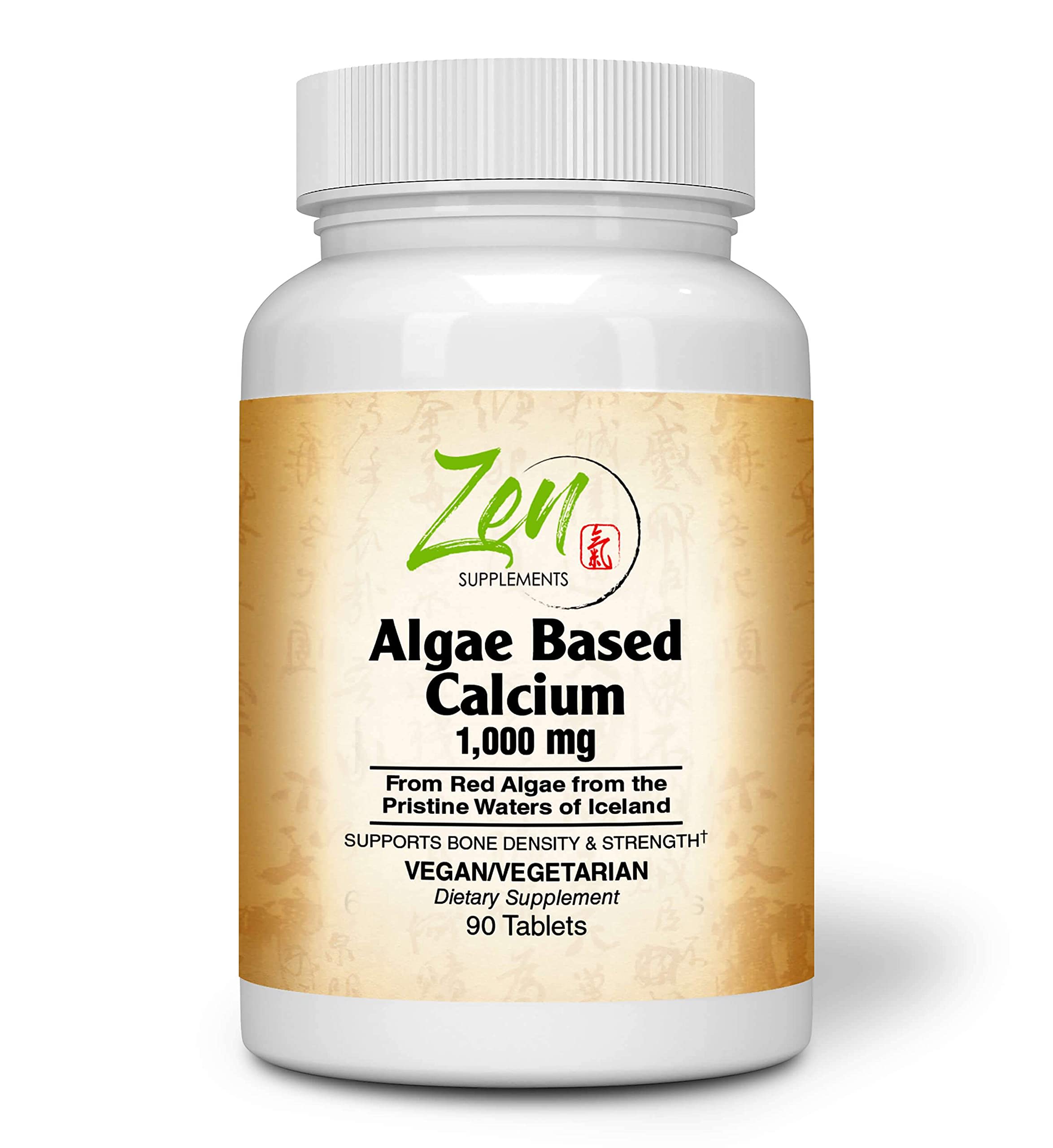 Algae Based Calcium, with Magnesium, Vegan D3 & Vegan K2 and trace minerals 90 Tabs - Plant-Based Calcium Supplement with Magnesium, Boron, Promotes Bone Strength - All Natural Ingredients to be Highly Absorbable