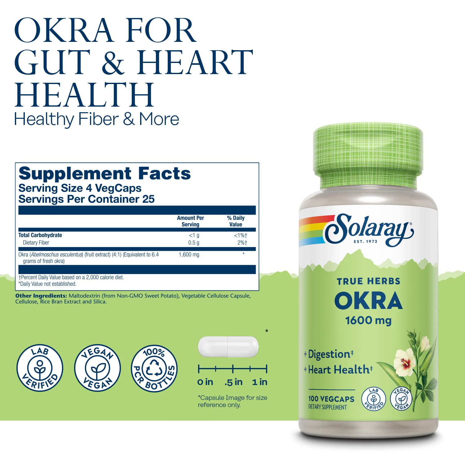 Solaray Okra Supplement 100ct VegCap