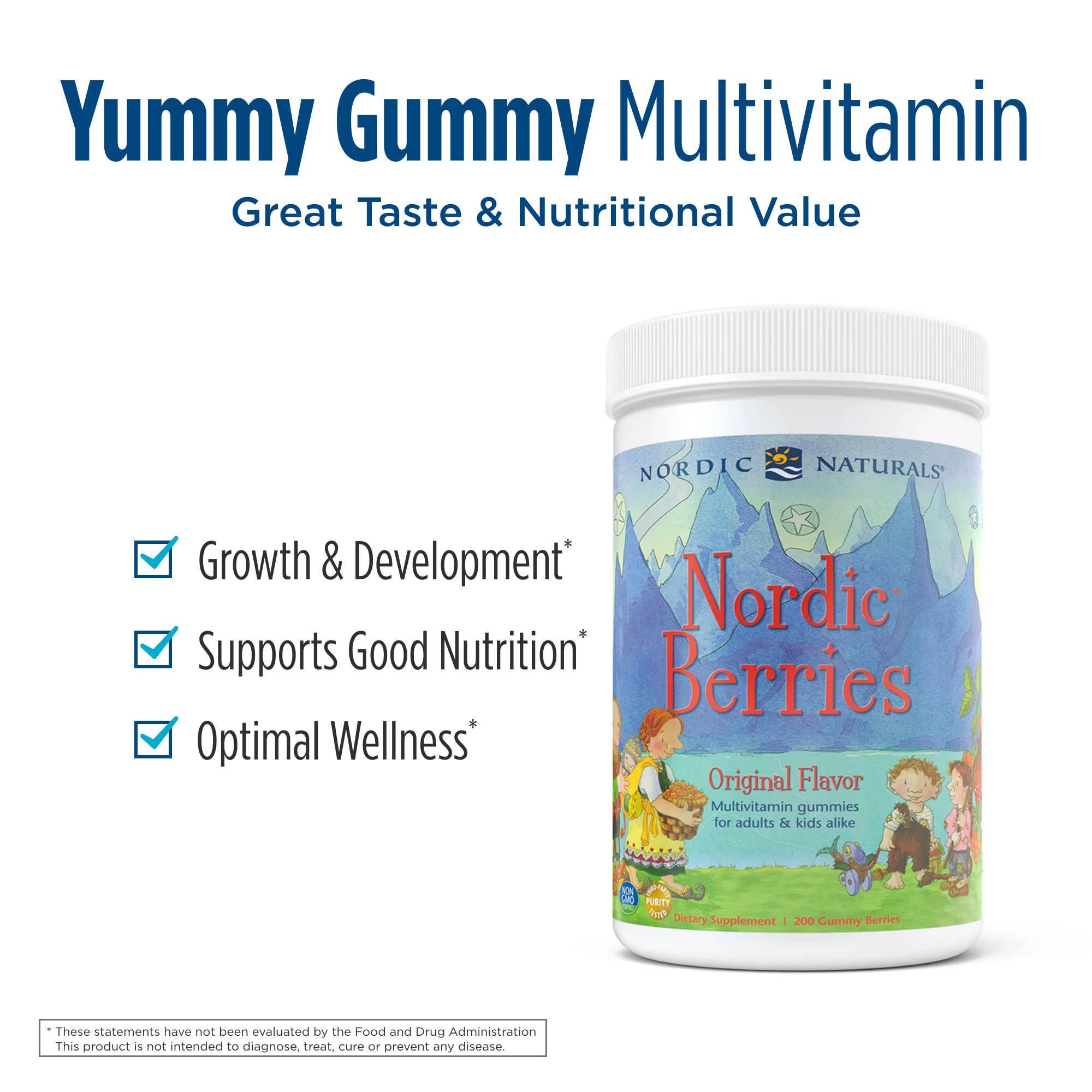 Nordic Naturals - Nordic Berries, Multivitamin Treats for Adults and Kids, 200 Count