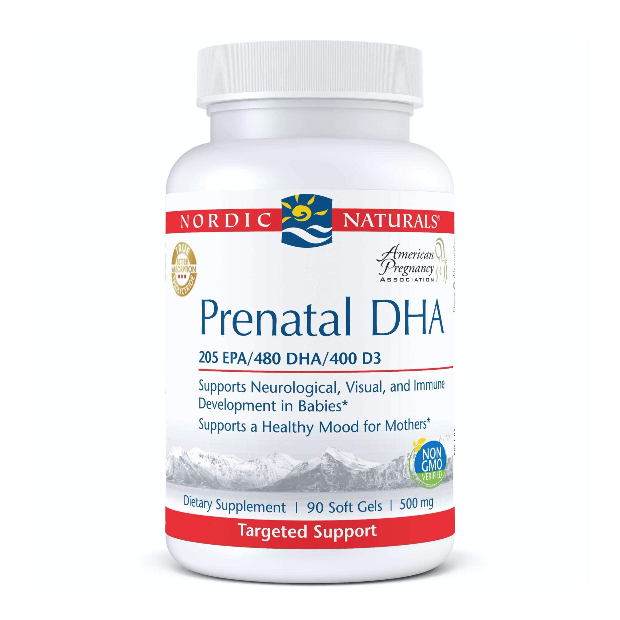 Nordic Naturals Prenatal DHA, Unflavored - 830 mg Omega-3 + 400 IU Vitamin D3 - 90 Soft Gels - Supports Brain Development in Babies During Pregnancy & Lactation - Non-GMO - 45 Servings