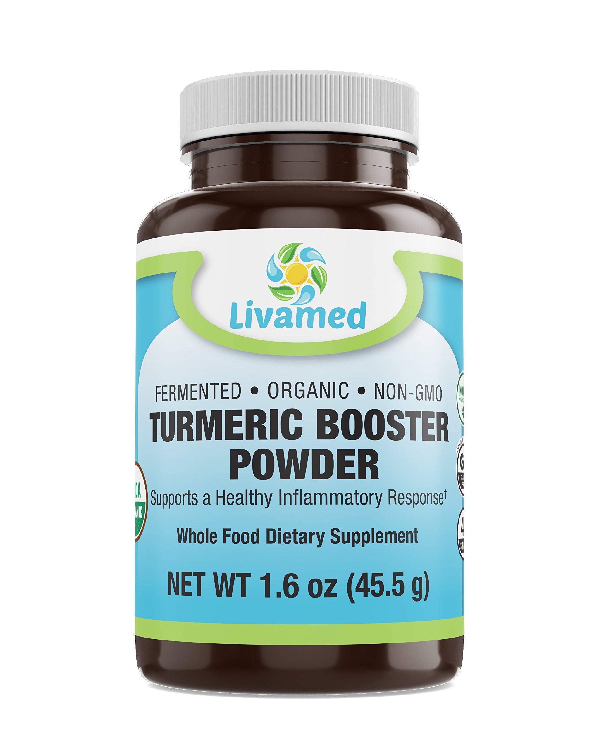 Livamed - Fermented Organic Turmeric Booster Powder with Black Pepper  1.6 oz Count