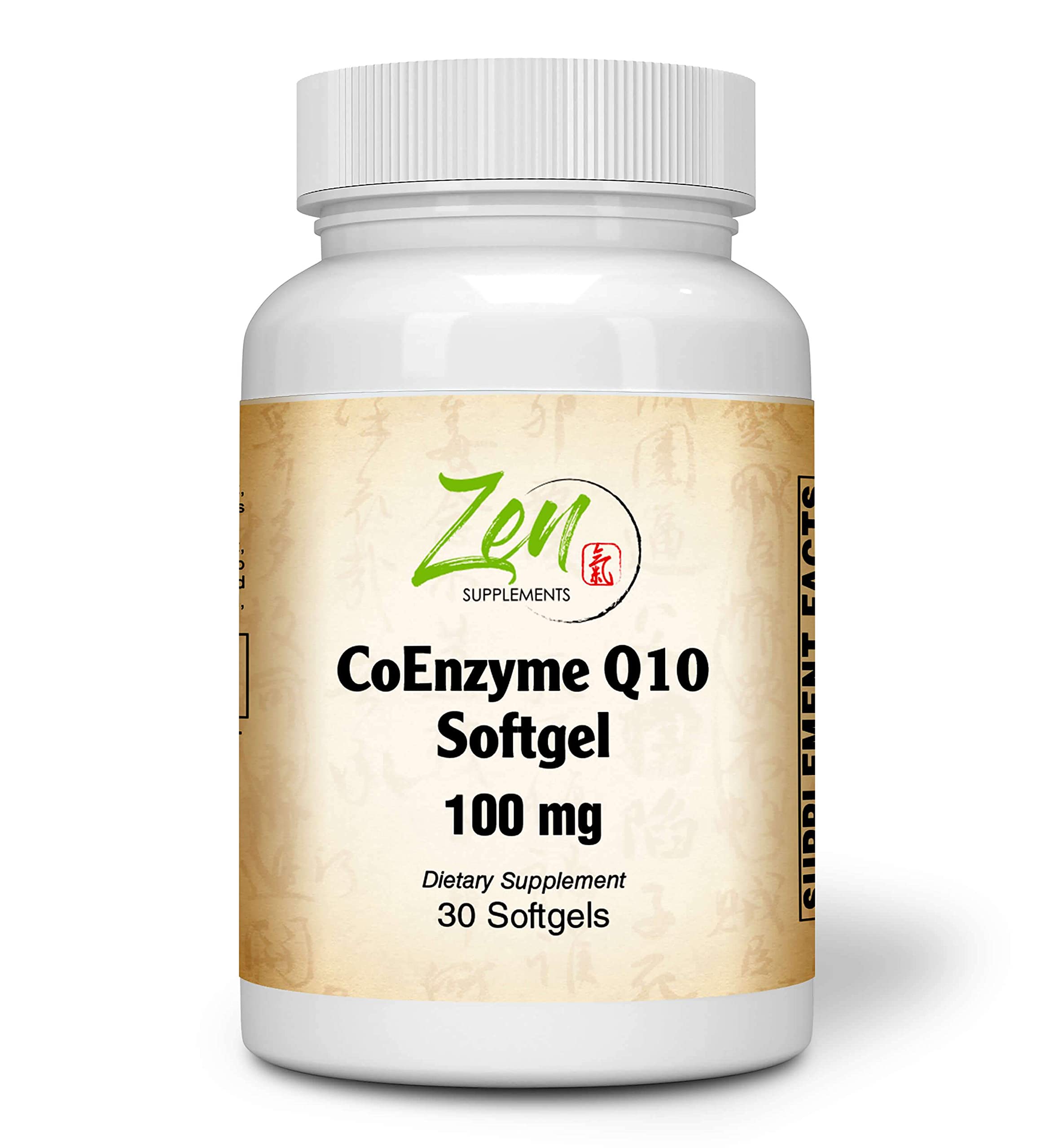 Zen Supplements - Coenzyme Q10 100 Mg - CoQ10 Ubiquinone Antioxidant Supports Heart Health Including Cholesterol & Blood Pressure, Neurological Function & Cellular Energy 30-Softgel