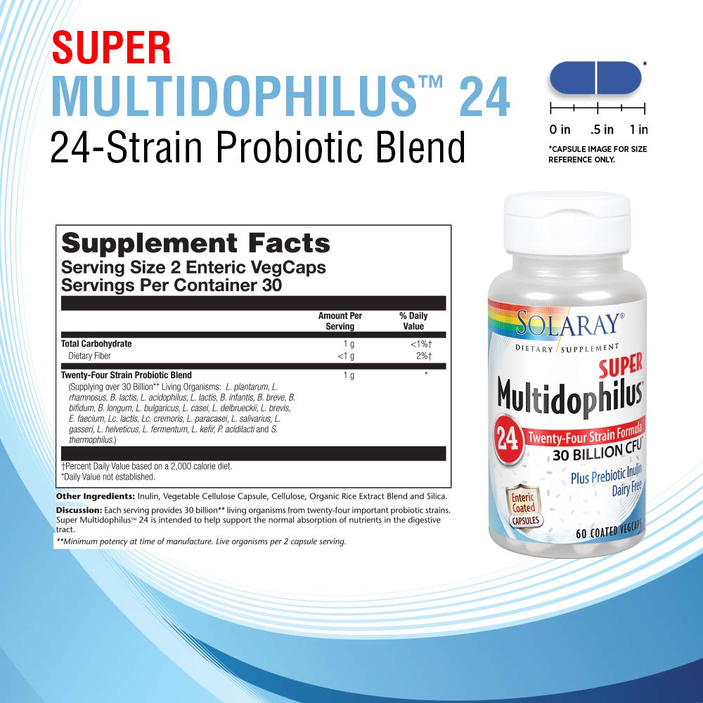 Solaray Super Multidophilus 24 Strain Probiotic 30 Billion CFU 60ct VegCap