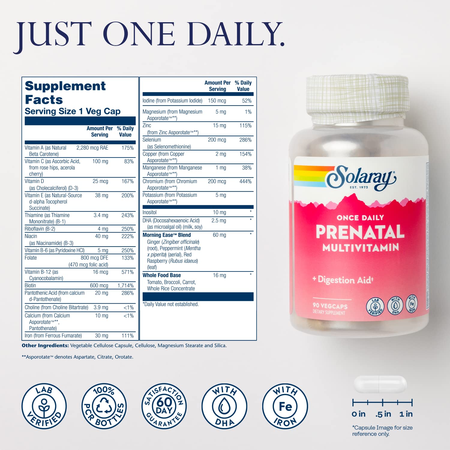 Solaray Once Daily Prenatal Multi-Vitamin 90ct VegCap