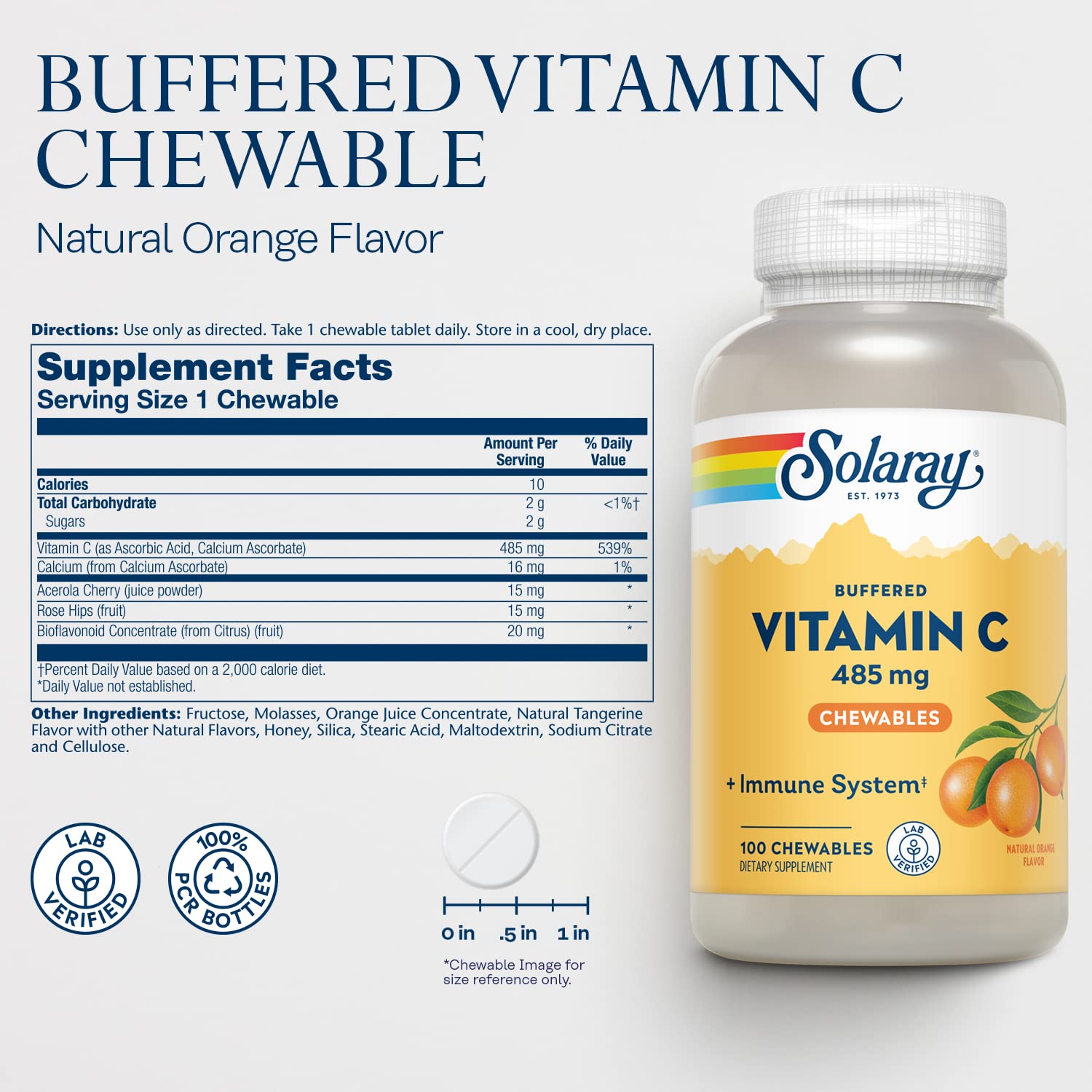 Vitamin C-500 Chewable Orange - 100 - Wafers