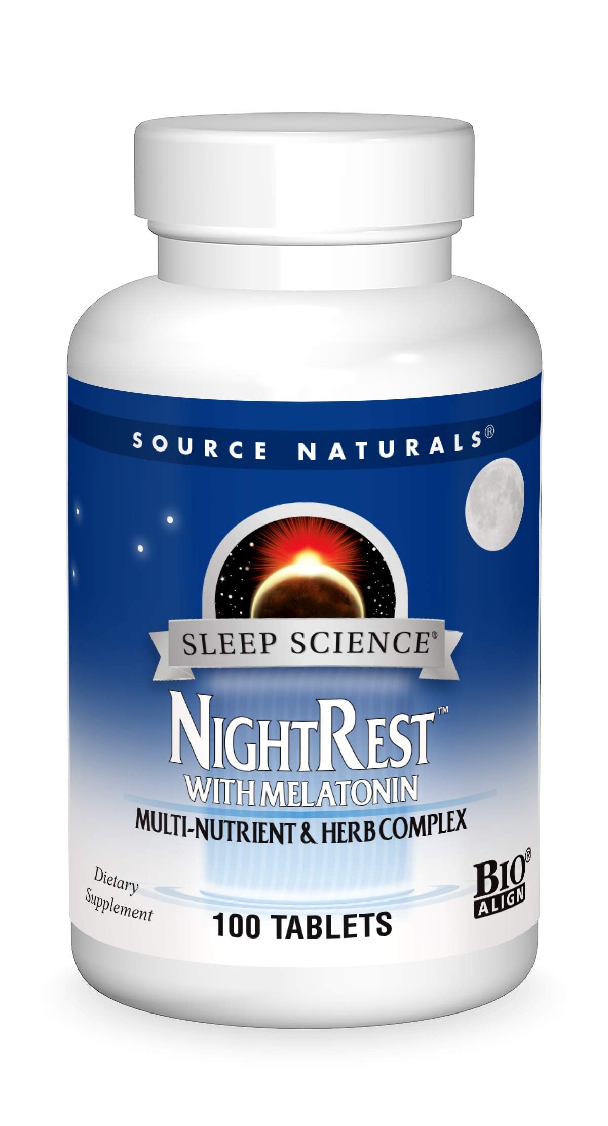 Source Naturals Sleep Science NightRest Multi-Nutrient & Herb Complex With Melatonin, GABA, Passion Flower, Chamomile, Lemon Balm & More - Herbal Formula - 100 Tablets 