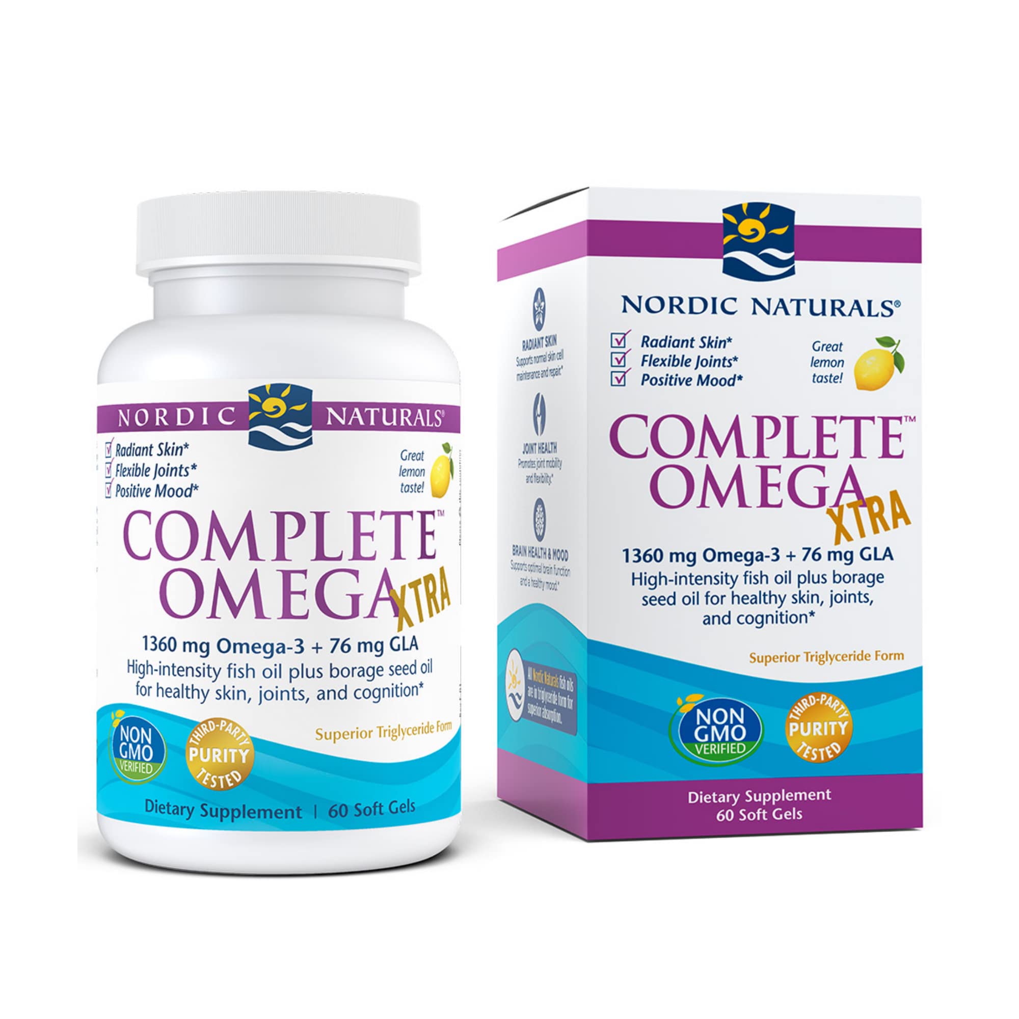 Nordic Naturals Complete Omega Xtra - High Potency Omega 3-6-9 Complex, Lemon Flavor, 60 Count