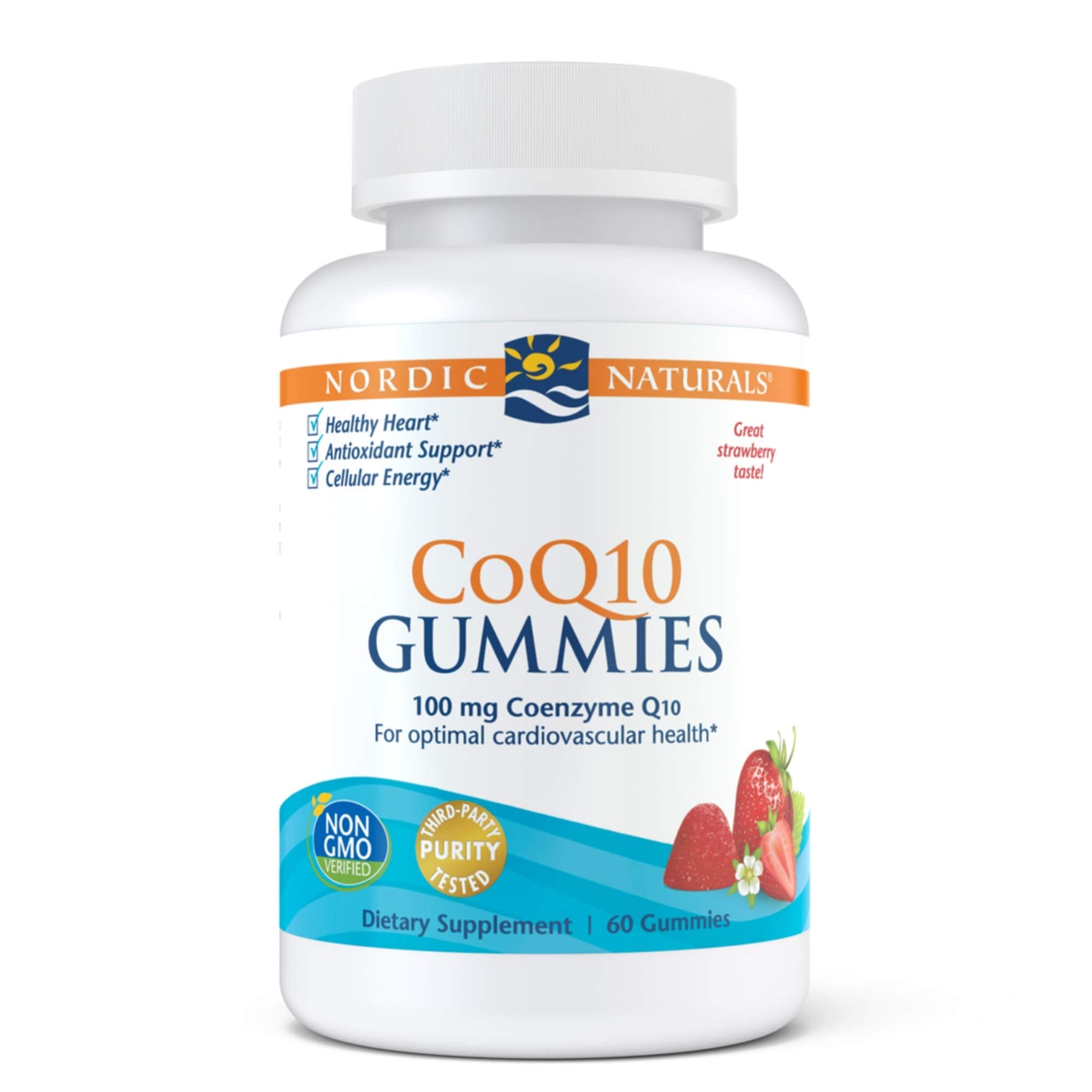 Nordic Naturals CoQ10 Strawberry Gummies - A Powerful Antioxidant, Gives Cellular Energy By Aiding ATP Production and Helps Support Heart Health, Chewable, 60 Count