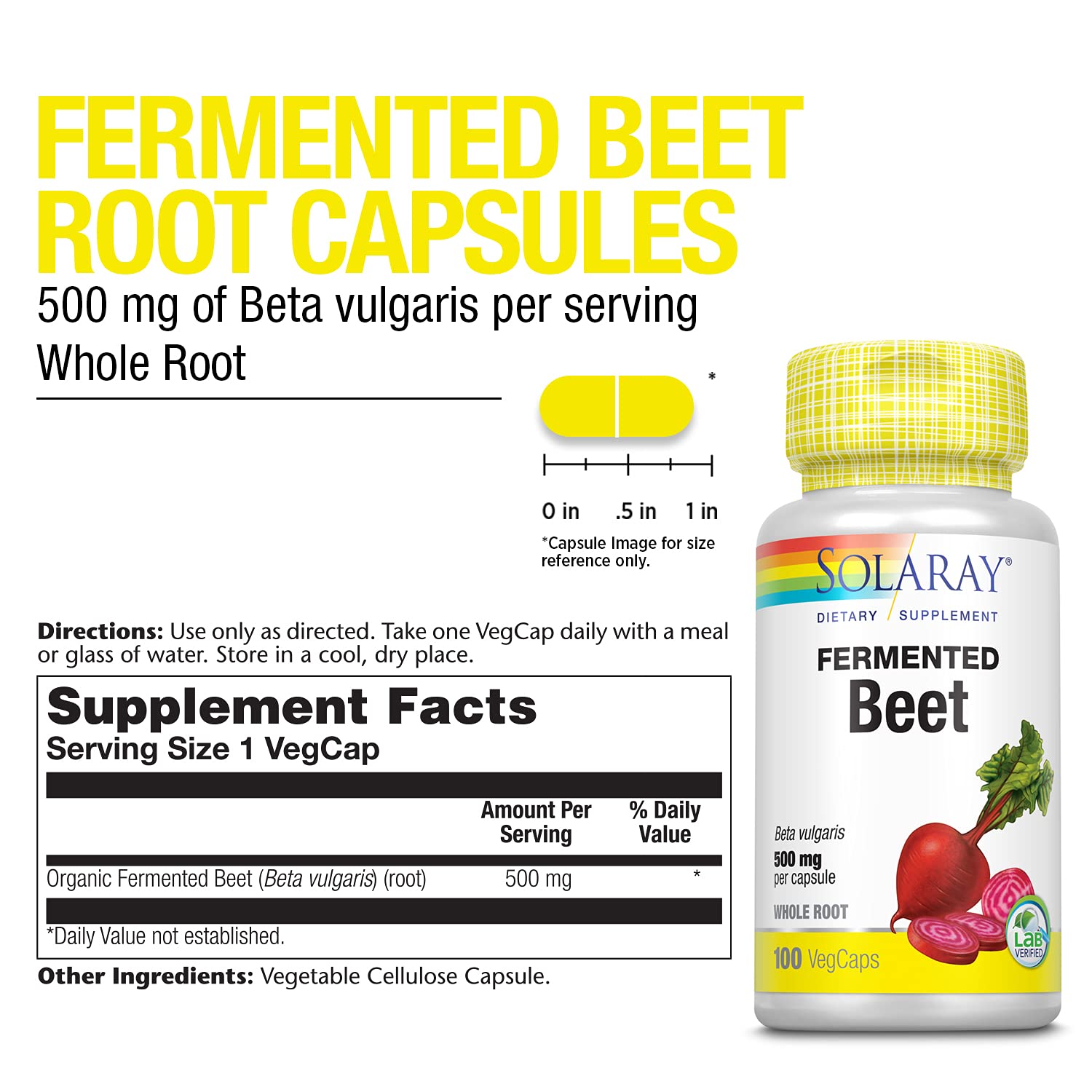 Solaray Organically Grown Fermented Beet Root 100ct VegCap