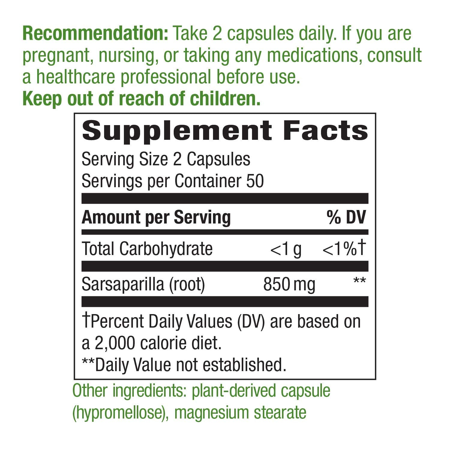 Natures Way, Sarsaparilla Root, 100 Capsules