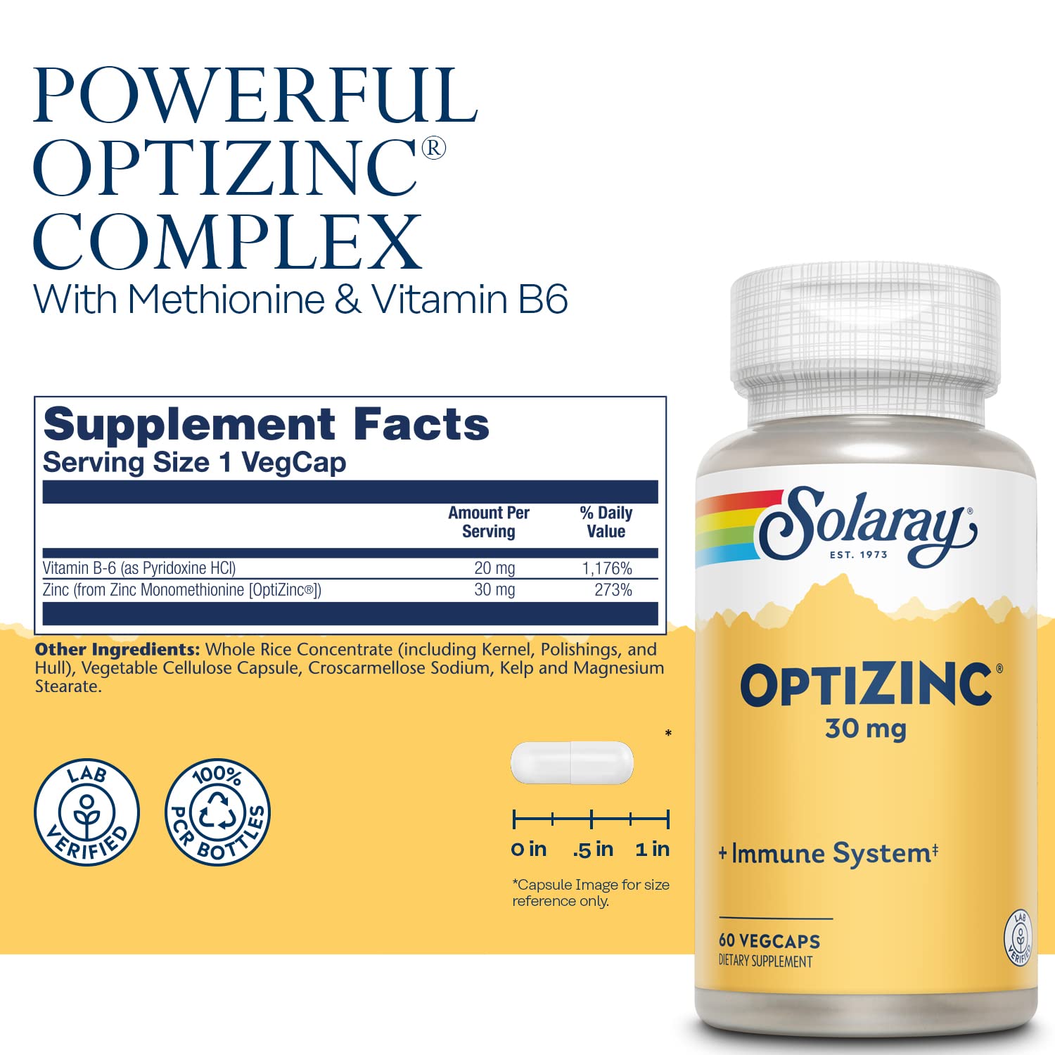 Solaray Optizinc Supplement, 30 mg | 60 Count