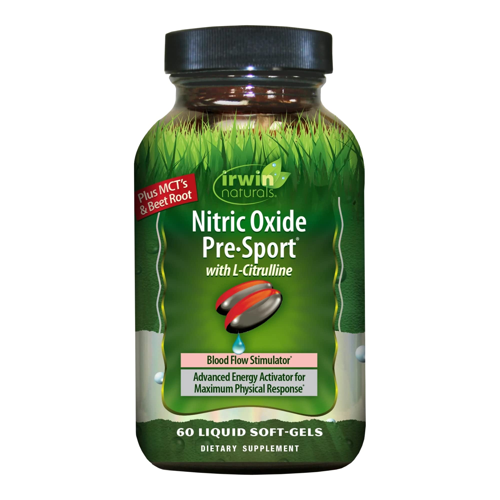 Irwin Naturals Nitric Oxide Pre-Sport - Pre-Workout Booster with L-Citrulline - 60 Liquid Softgels