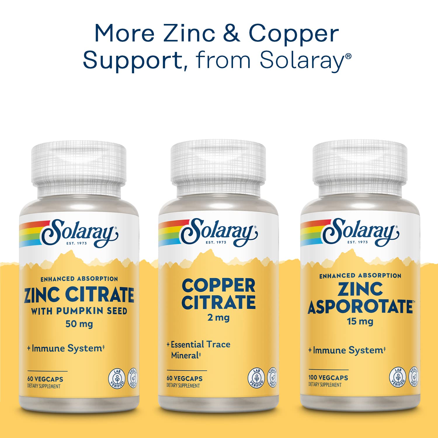 Solaray Zinc Copper 100ct VegCap Pack of 2