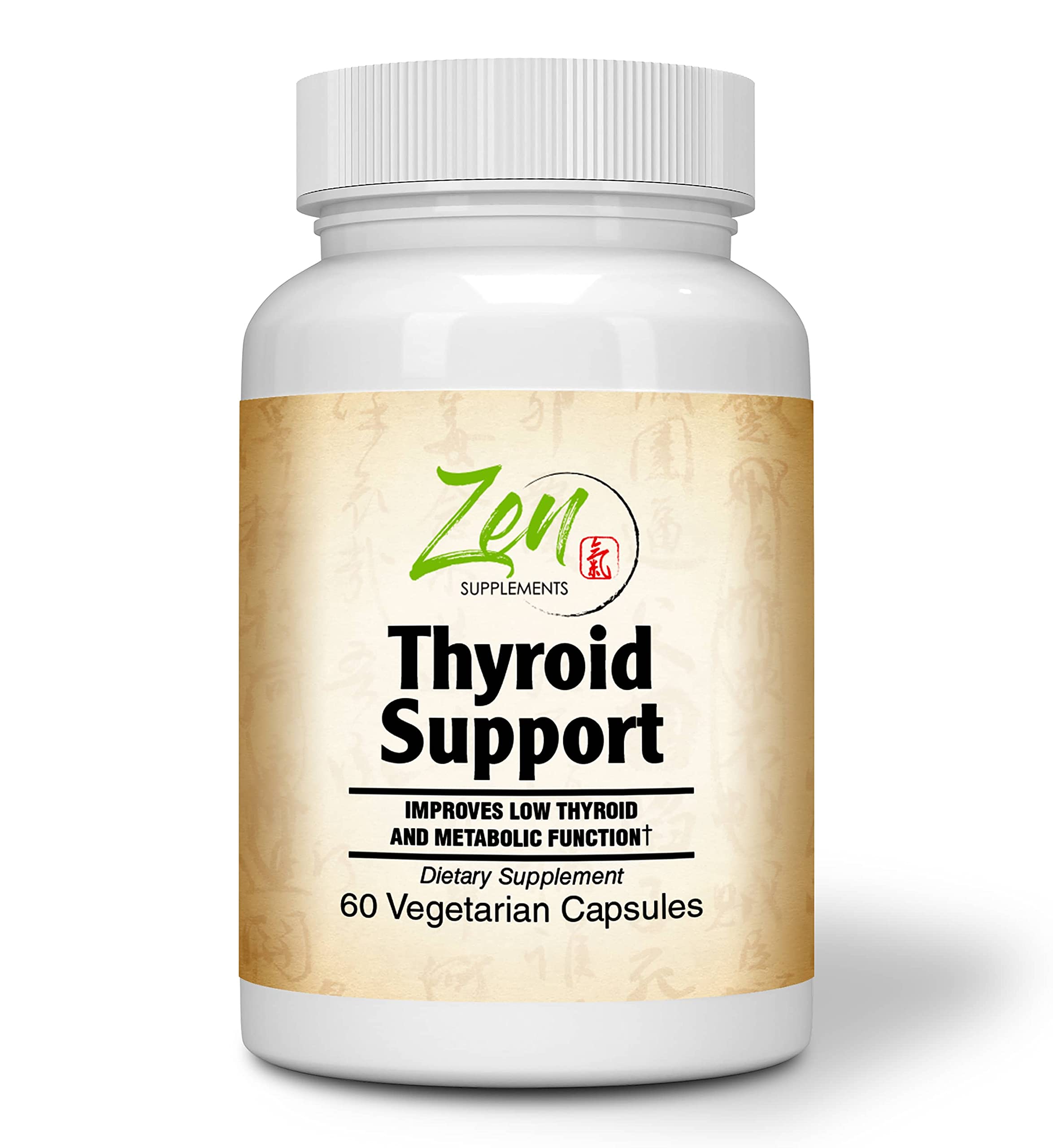 Zen Supplements - Thyroid Support - Promotes Metabolism from Green Tea, Energy & Focus from Ashwagundha, Bacopa & L-Tyrosine to Boost Concentration, Memory, Mood & Clear Brain Fog and GuguLipid for Cholesterol 60-Vegcaps