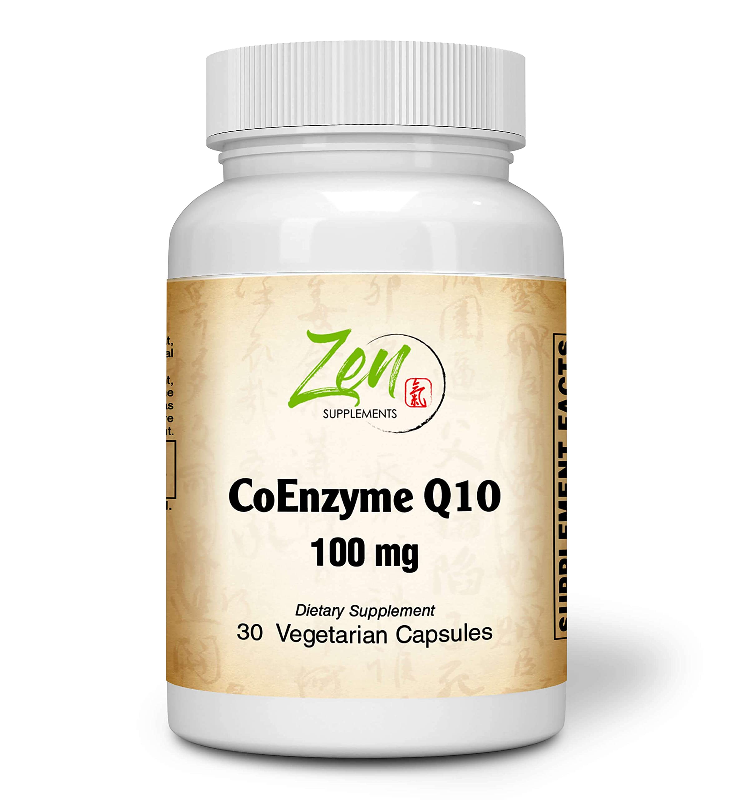 Zen Supplements - Coenzyme Q10 100 Mg -CoQ10 Ubiquinone Antioxidant Supports Heart Health Including Cholesterol & Blood Pressure, Neurological Function & Cellular Energy 30-Vegcaps