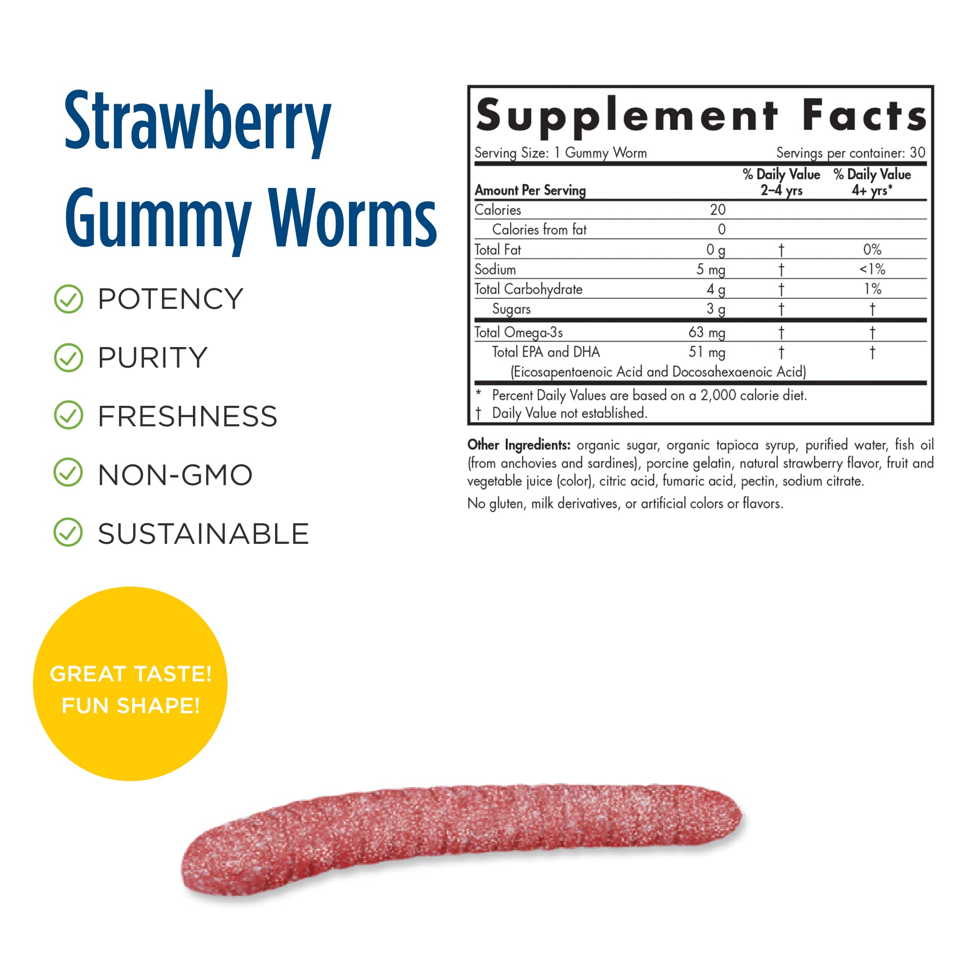 Nordic Naturals - Nordic Omega-3 Gummy Worms, Supports Optimal Brain and Immune Function, 30 Count