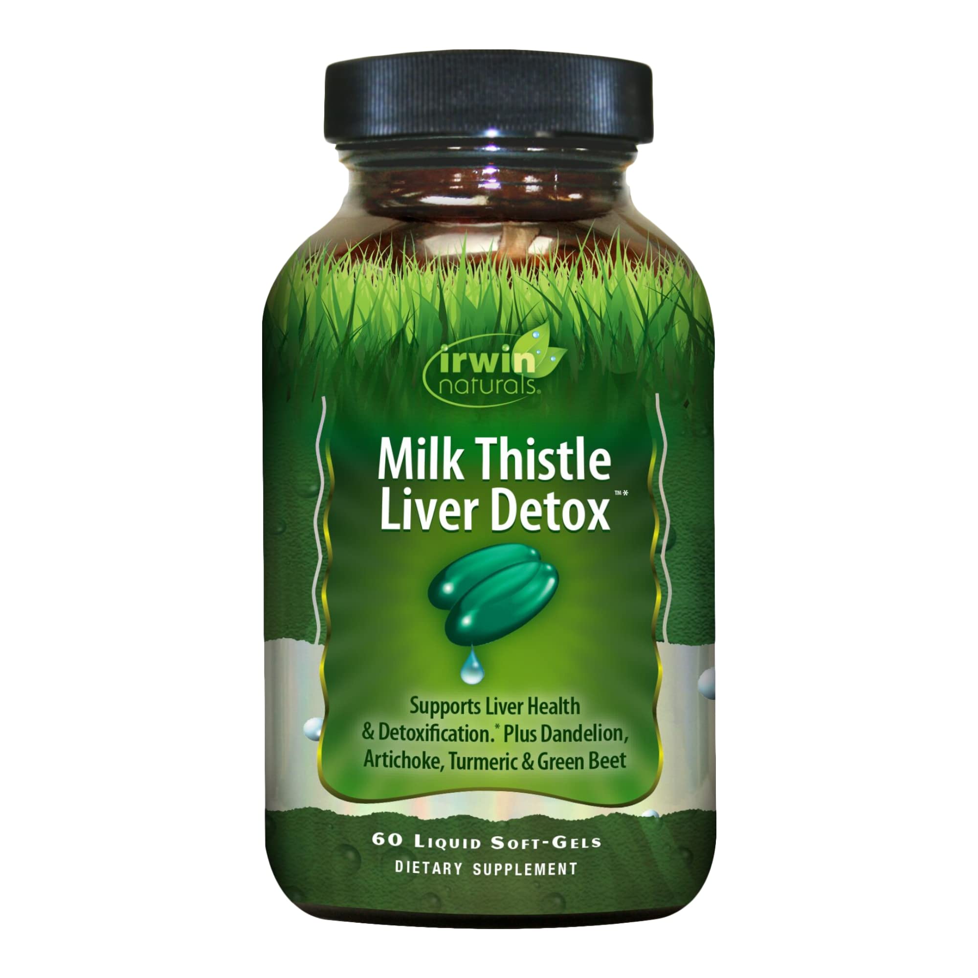 Irwin Naturals Milk Thistle Liver Detox with Dandelion, Artichoke, Turmeric & Green Beet Root - 60 Liquid Softgels