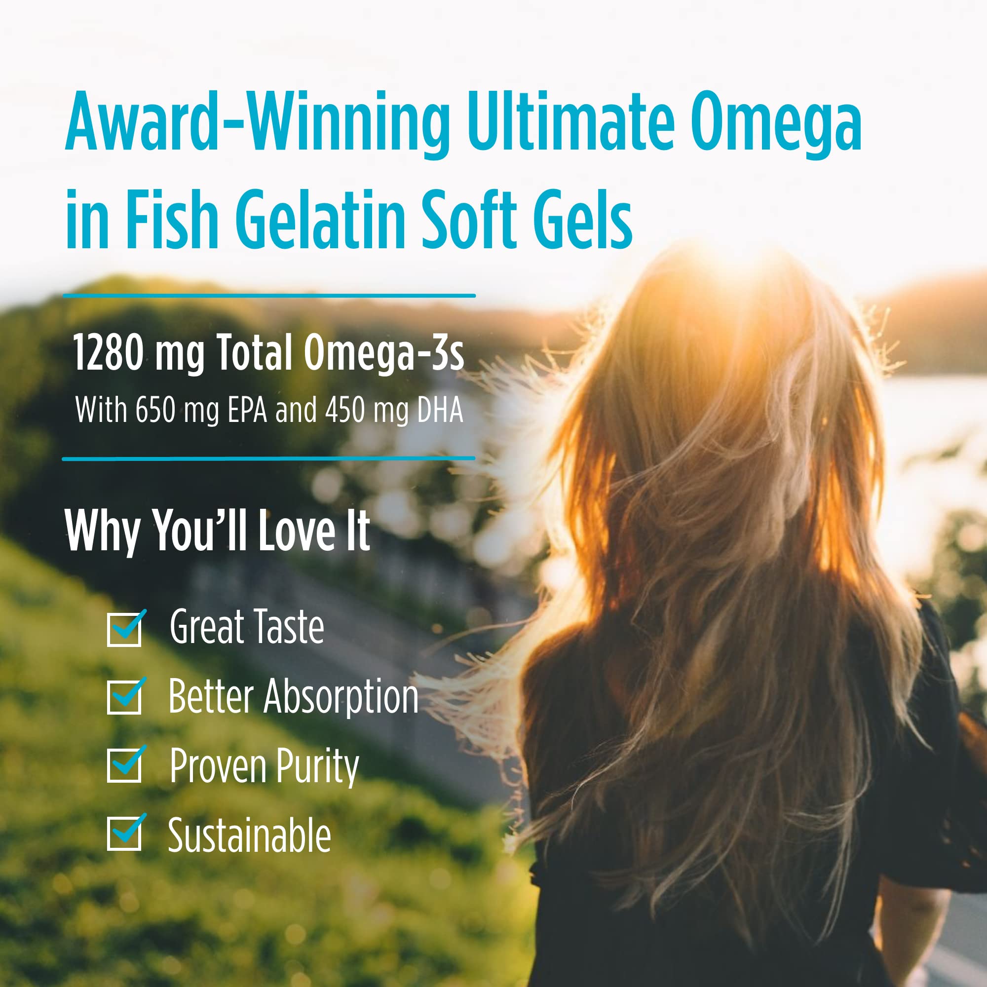 Nordic Naturals Ultimate Omega in Fish Gelatin, Lemon Flavor - 1280 mg Omega-3-60 Soft Gels - High-Potency Fish Oil Supplement - EPA & DHA - Promotes Brain & Heart Health - Non-GMO - 30 Servings