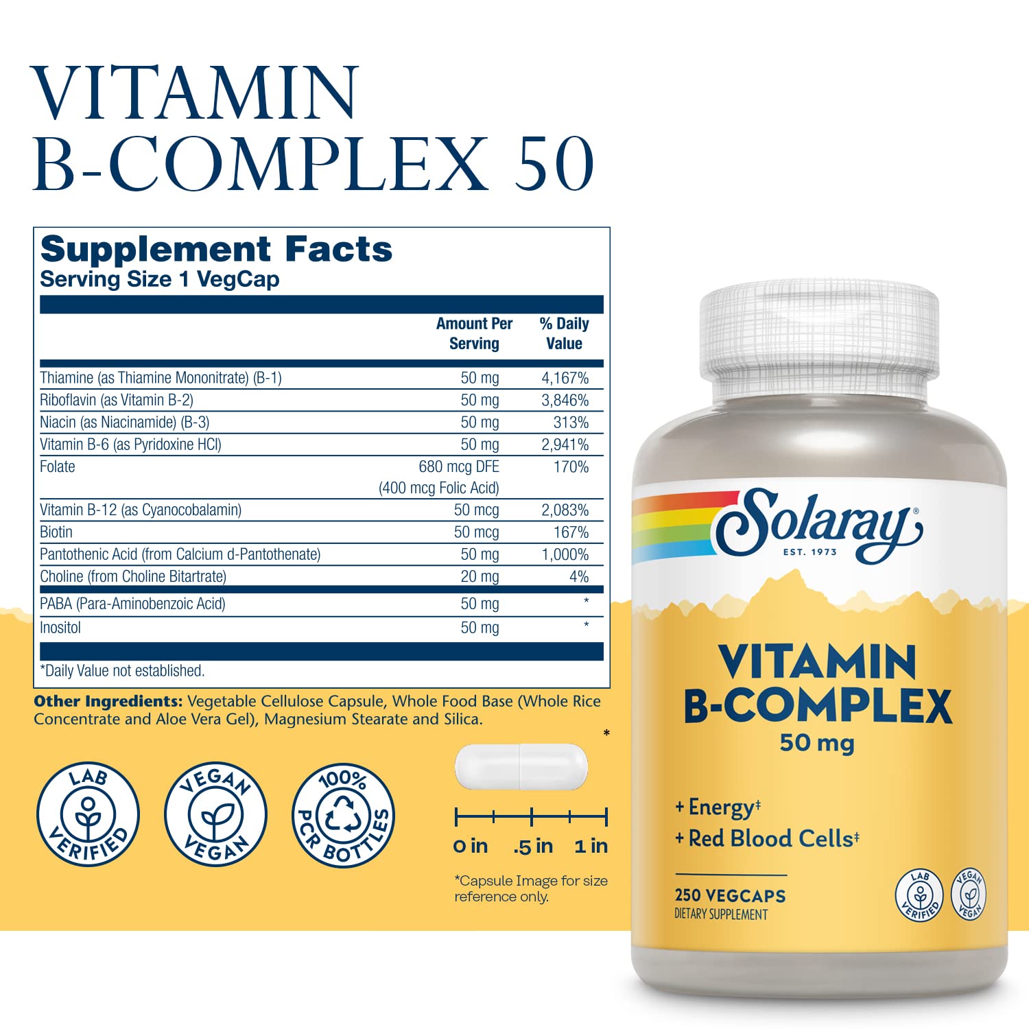 Solaray Vitamin B-Complex 50mg | 250 VegCaps