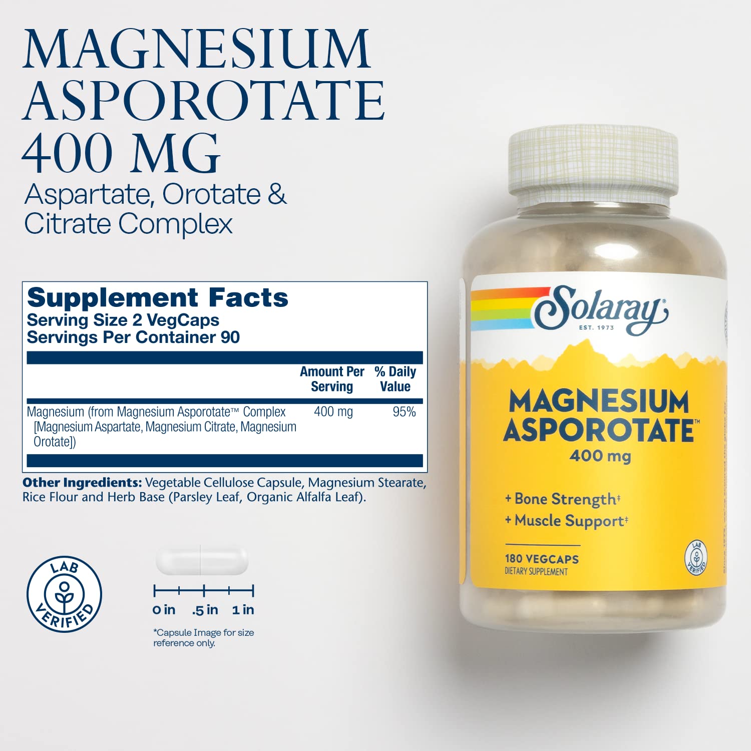 Solaray - Magnesium Asporotate 180 Veg Caps