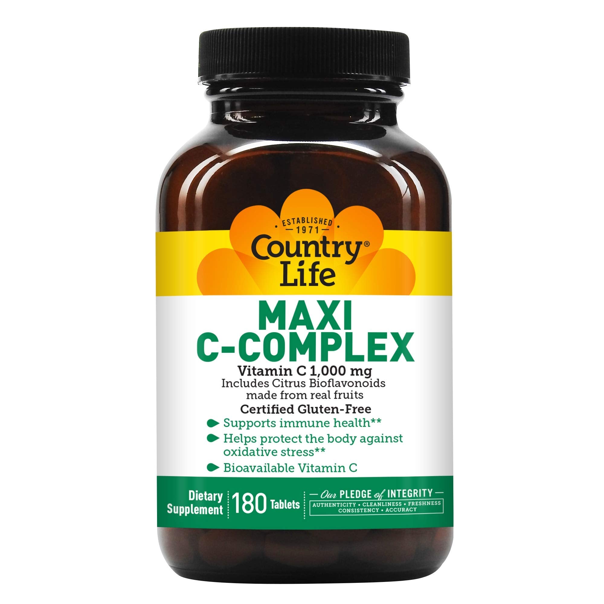 Country Life - Maxi C-Complex 1000 mg with Bioflavonoids - 180 Time Release Tablets