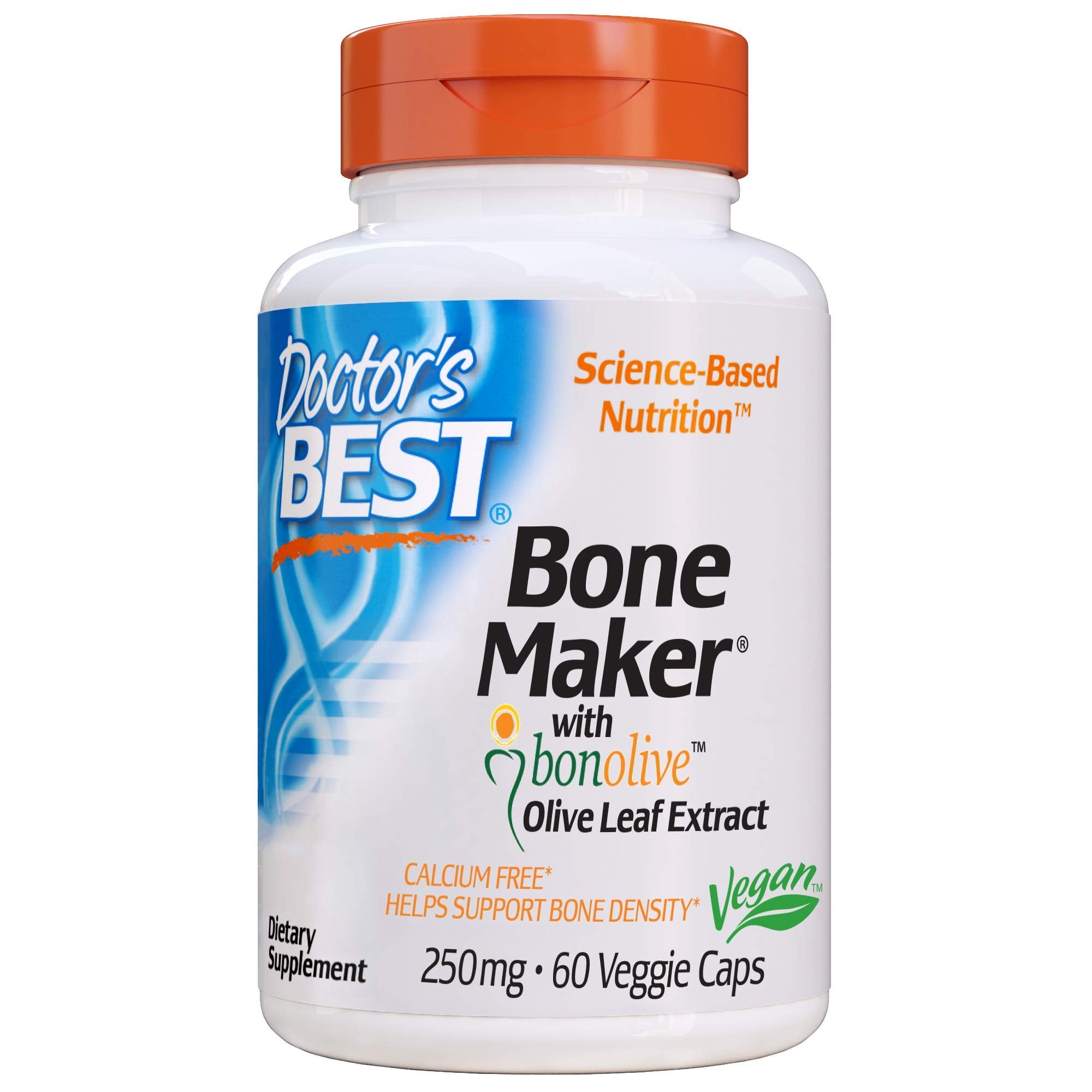 Doctor's Best Bone Maker with Bonolive, Non-GMO, Vegan, Gluten Free, Soy Free, Helps Increase Bone Density, 250 mg, 60 Veggie Caps