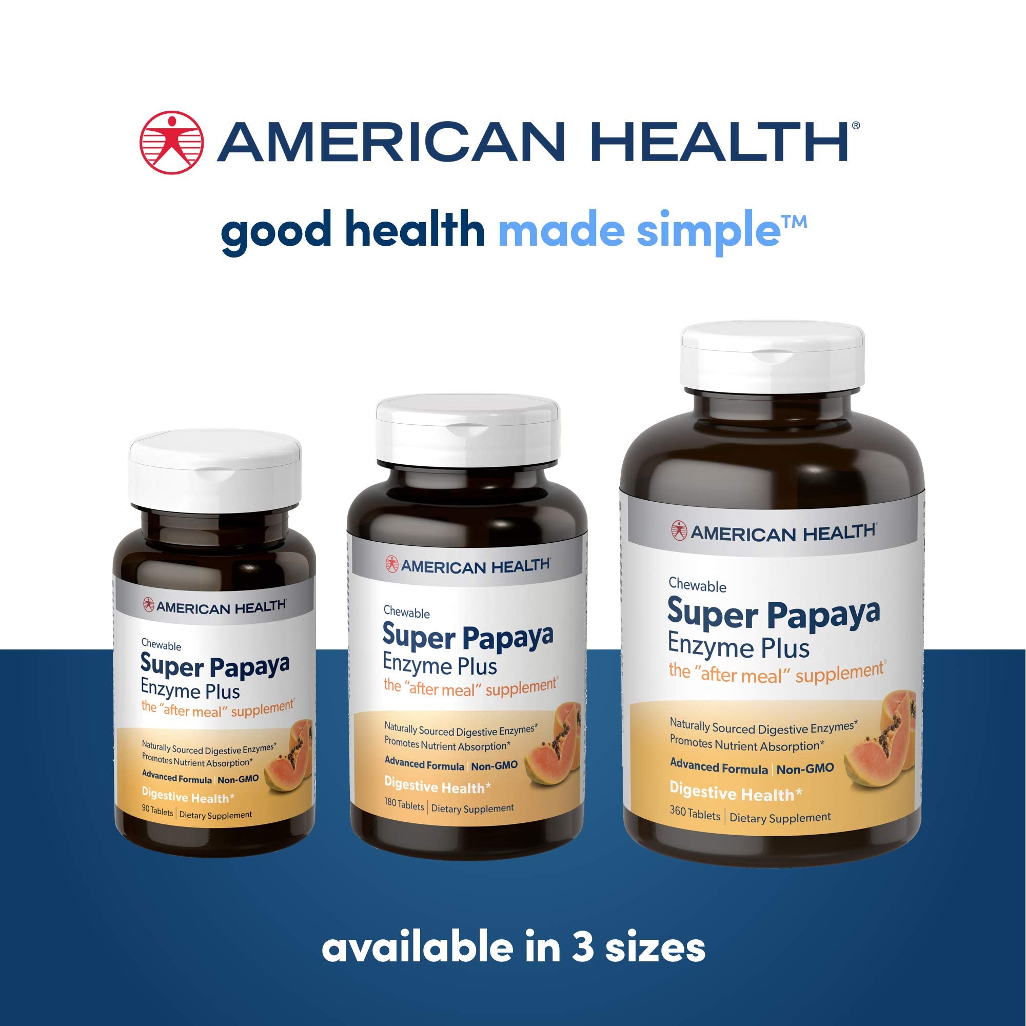 American Health Super Papaya Enzyme Plus Chewable 180 Wafer