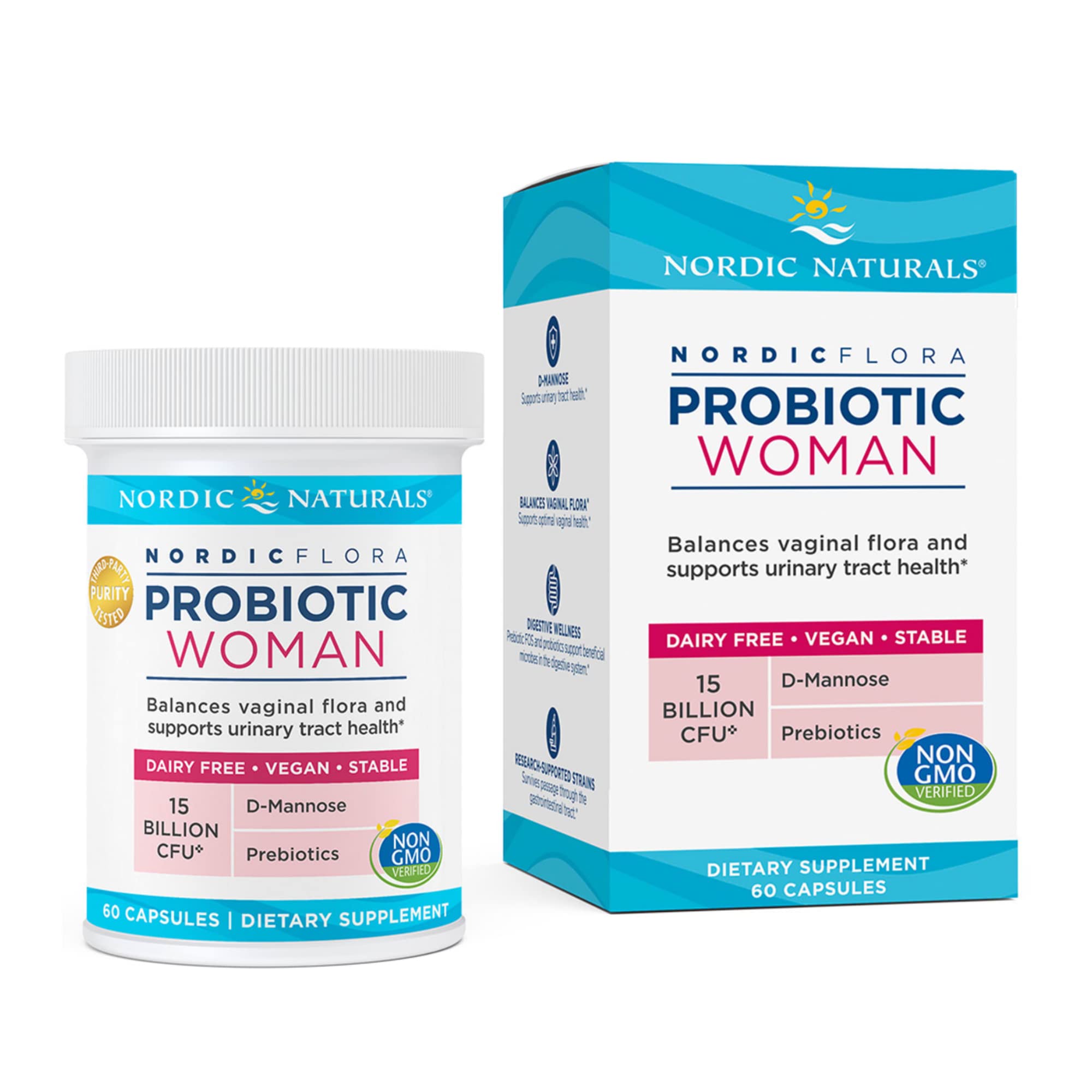 Nordic Naturals Flora Probiotic Woman - Supports Urinary Tract Health, with Additional Support for Women's Health, 60 Vegan Soft Gels
