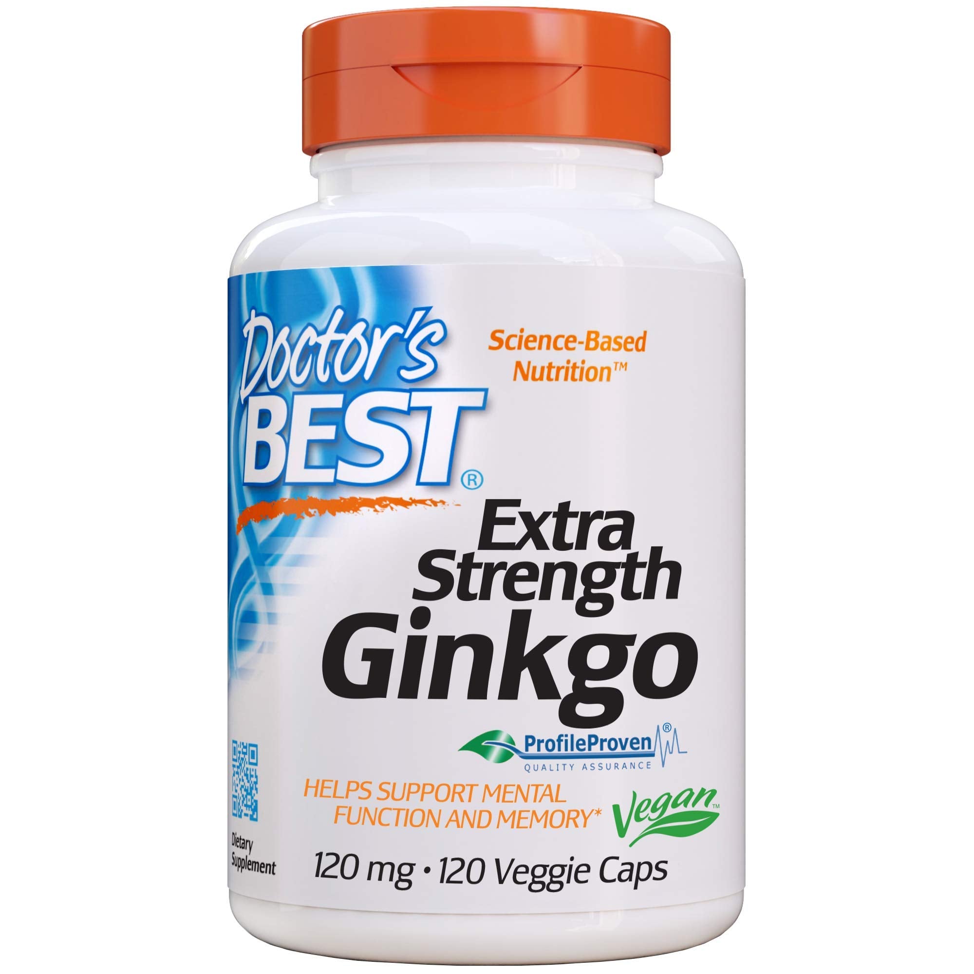 Doctor's Best Extra Strength Ginkgo, Non-GMO, Gluten Free, Vegan, Soy Free, Promotes Mental Function and Memory, 120 mg, 120 Count (Pack of 1)