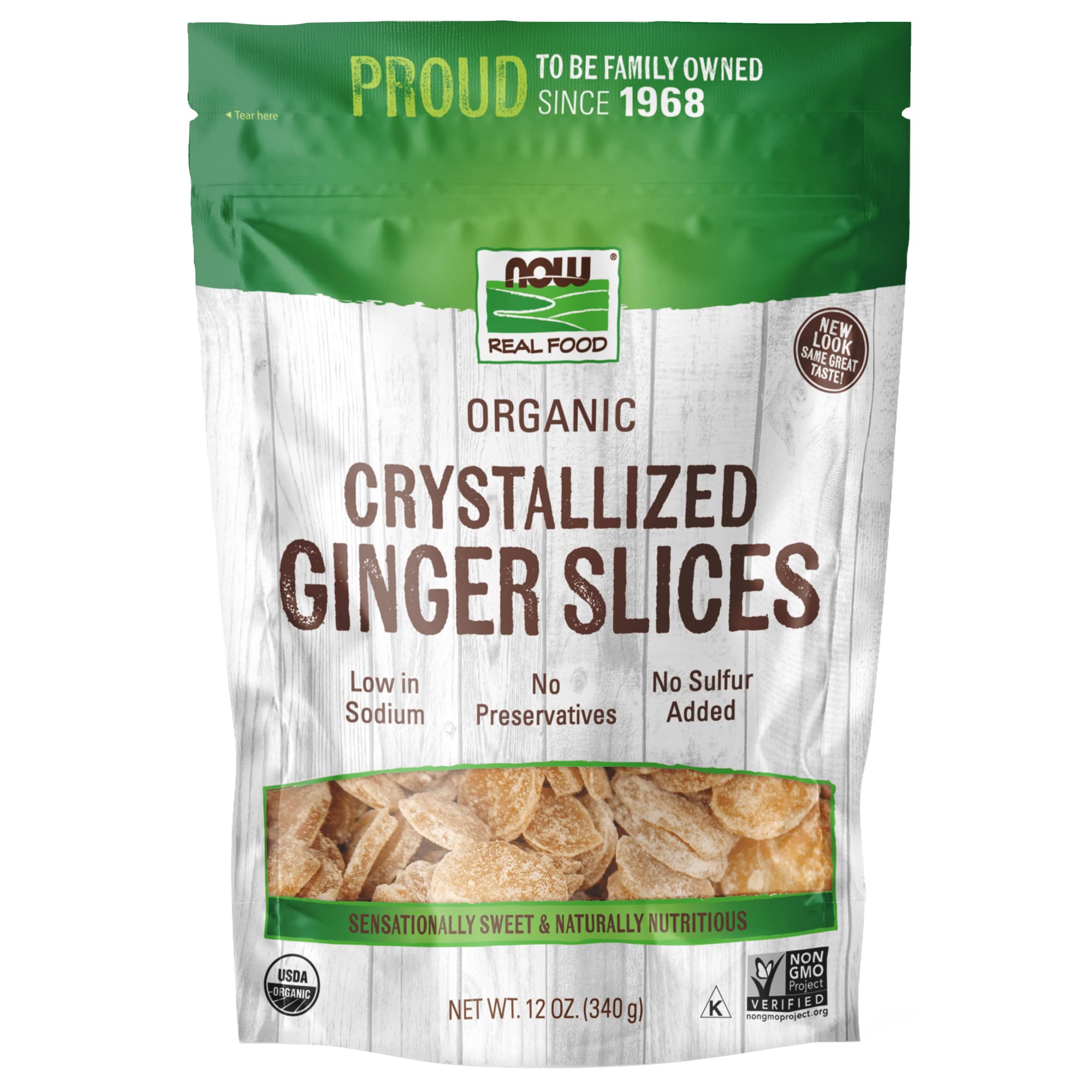 NOW Foods, Organic Crystallized Ginger Slices, Low-Sodium, Sulfur-Free, Preservative-Free and Non-GMO, 12-Ounce