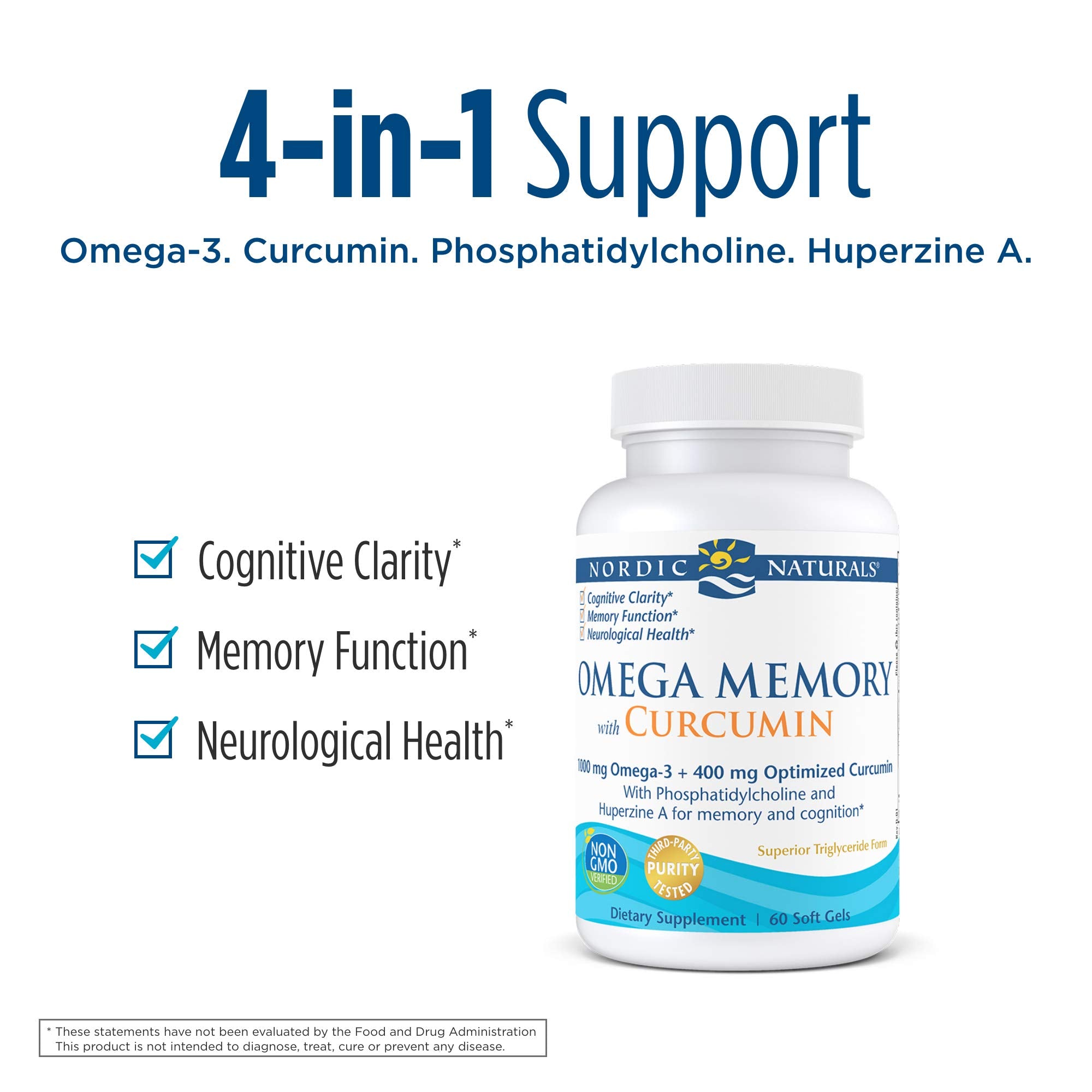 Nordic Naturals Omega Memory Curcumin - Supports Optimal Brain Health, Cognitive Clarity, Memory Function, 60 Soft Gels