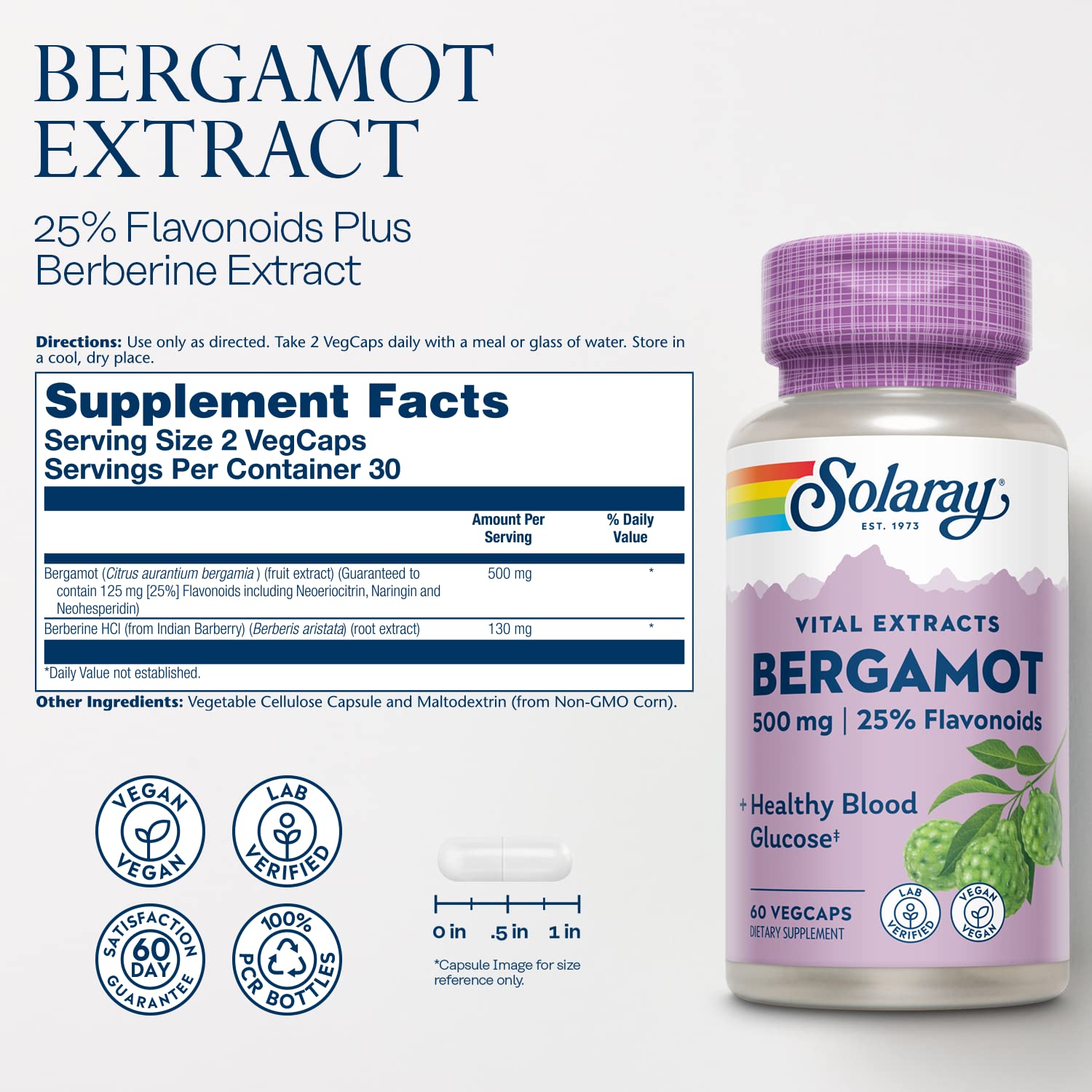 Solaray Bergamot Advanced Formula Cardiovascular Support Supplement 60ct VegCap